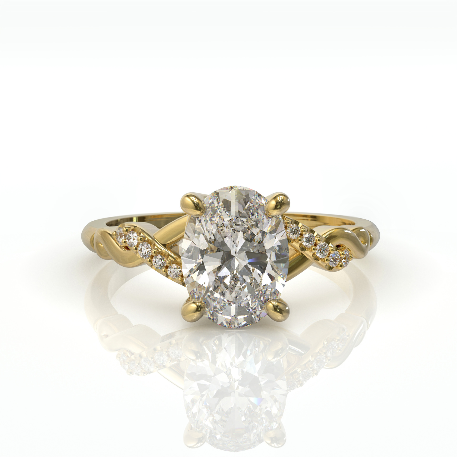 גלי זהב ויהלומים משובצים בטבעת טוויסט דגם: סופי