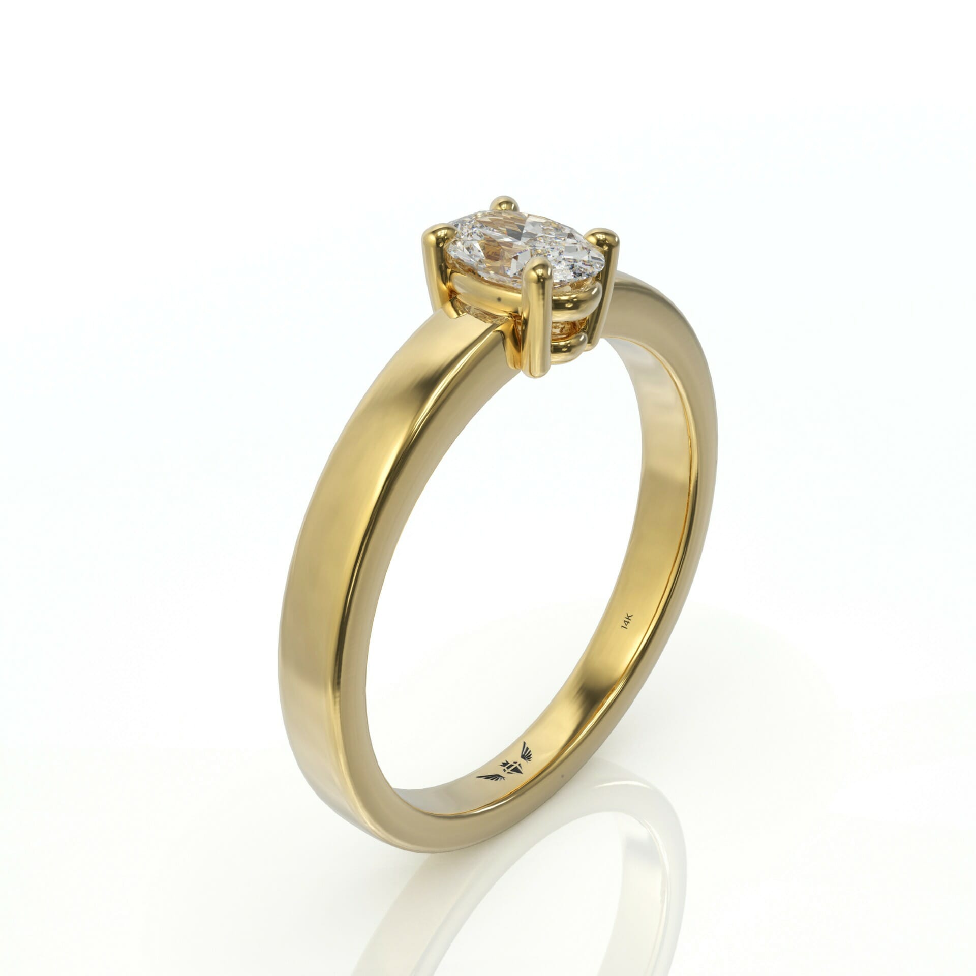 טבעת אובל סוליטר מיוחדת דגם: Emily