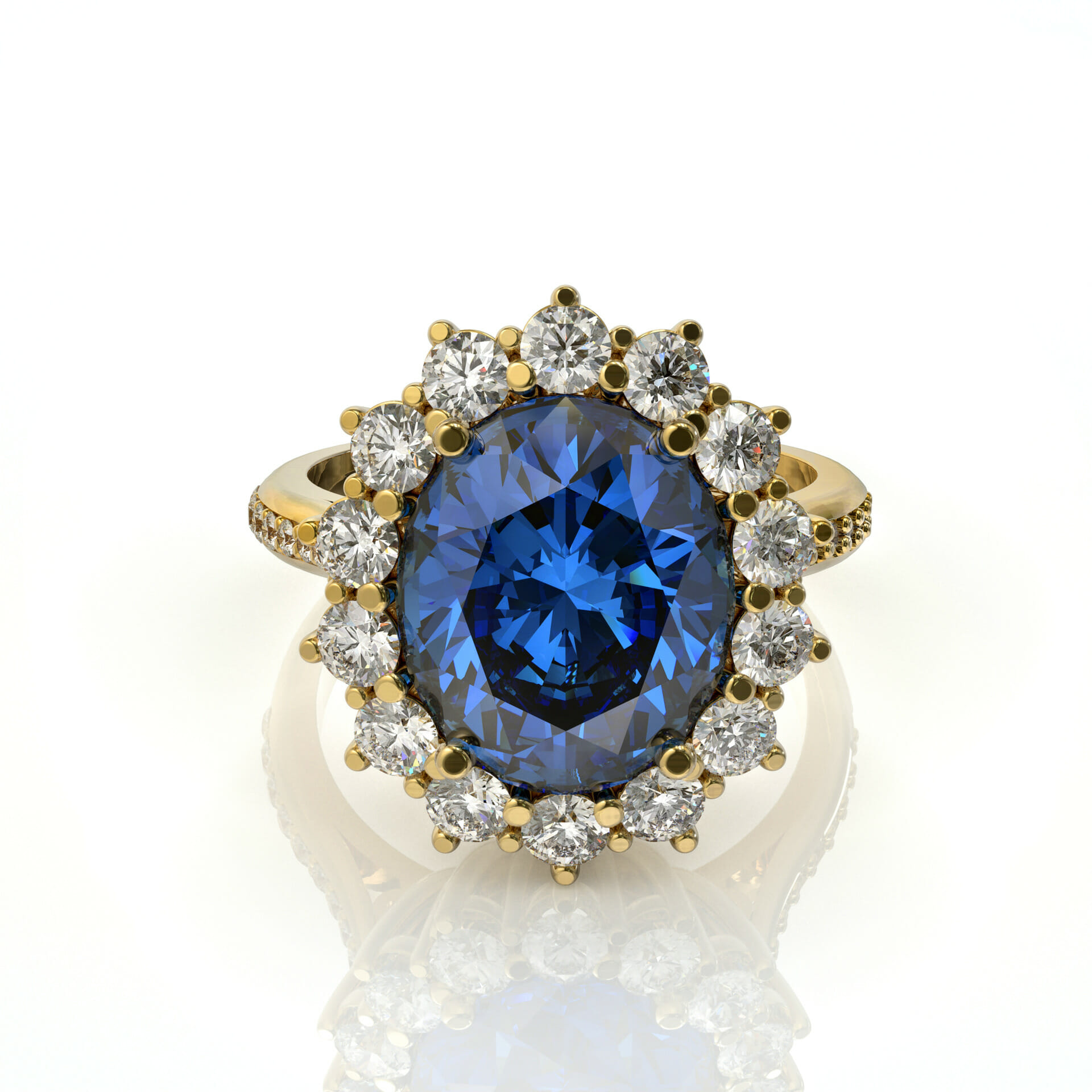 טבעת דיאנה יהלומים לבנים ואבן חן ספיר דגם: Diana