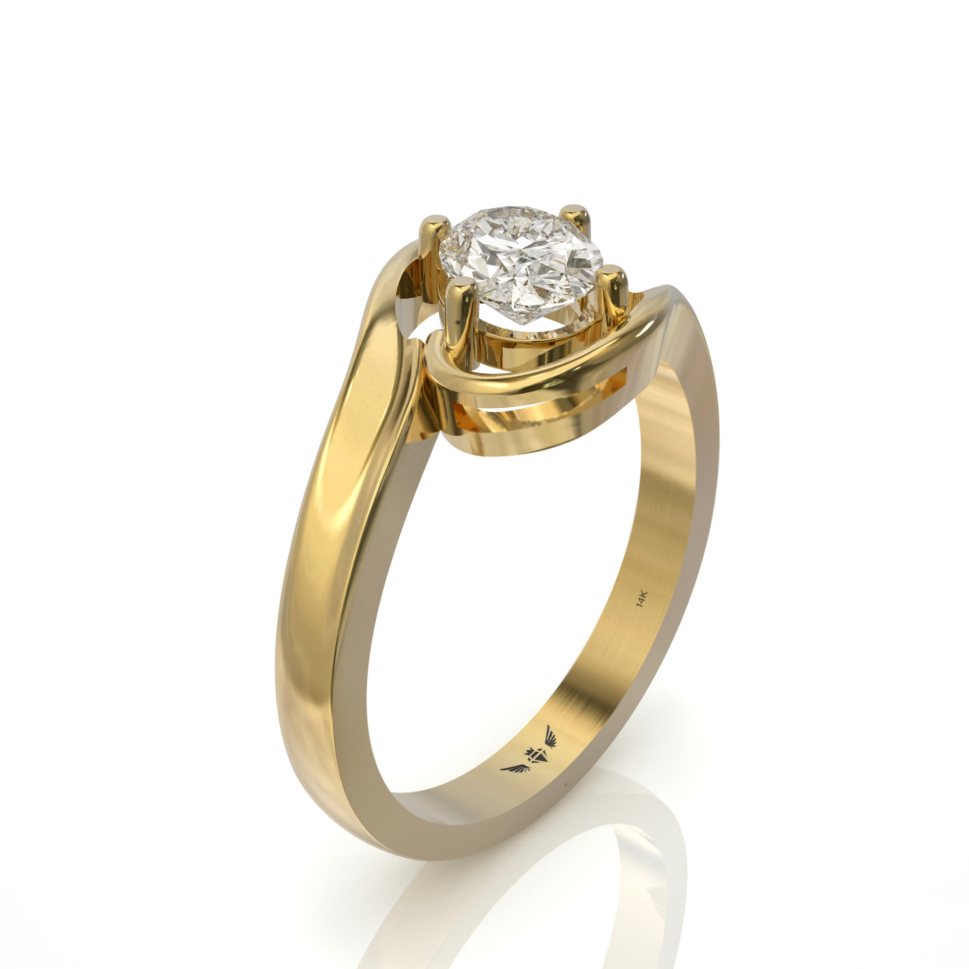 יהלום אובל בטבעת זהב טוויסט משגעת דגם: אשלי