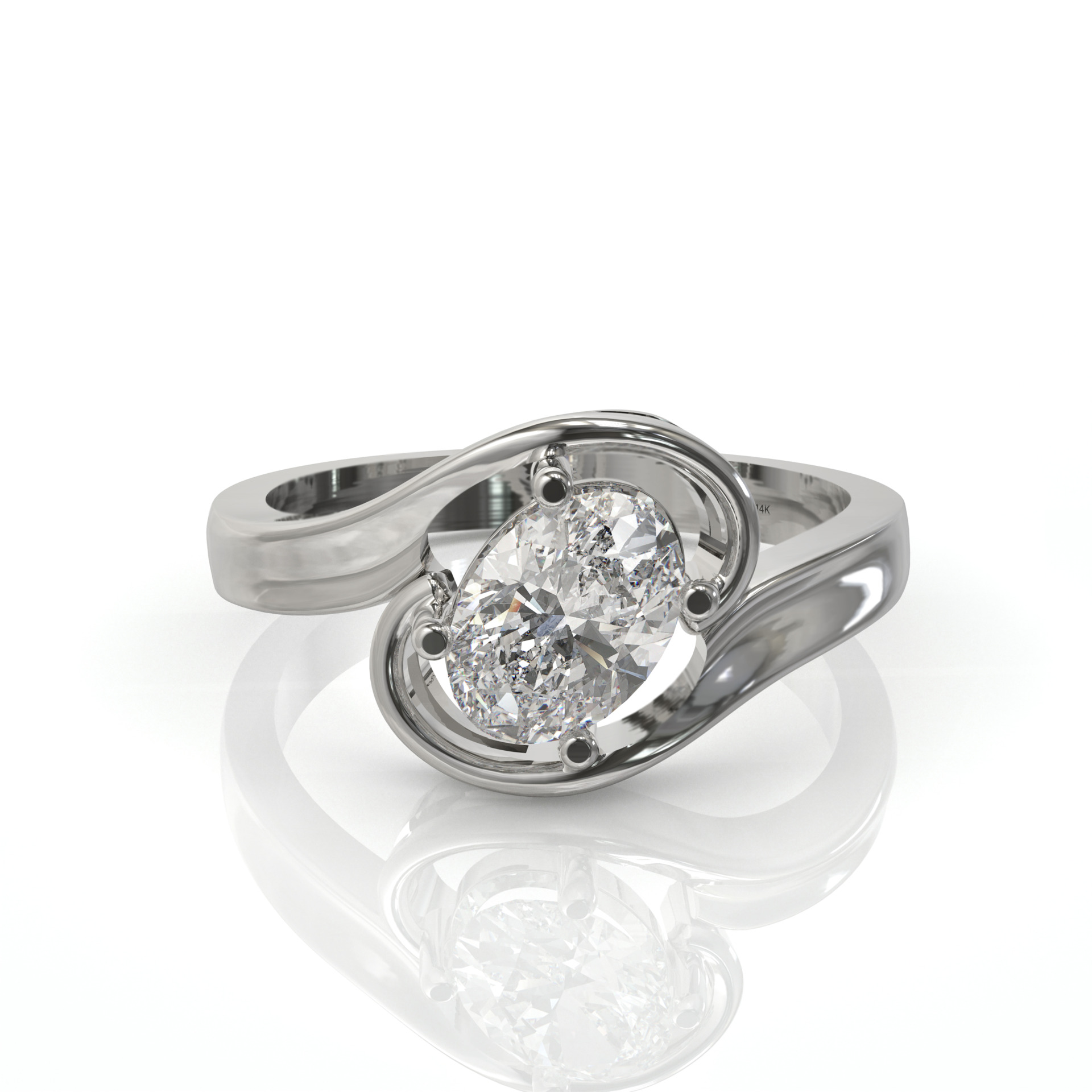 יהלום אובל בטבעת זהב טוויסט משגעת דגם: אשלי