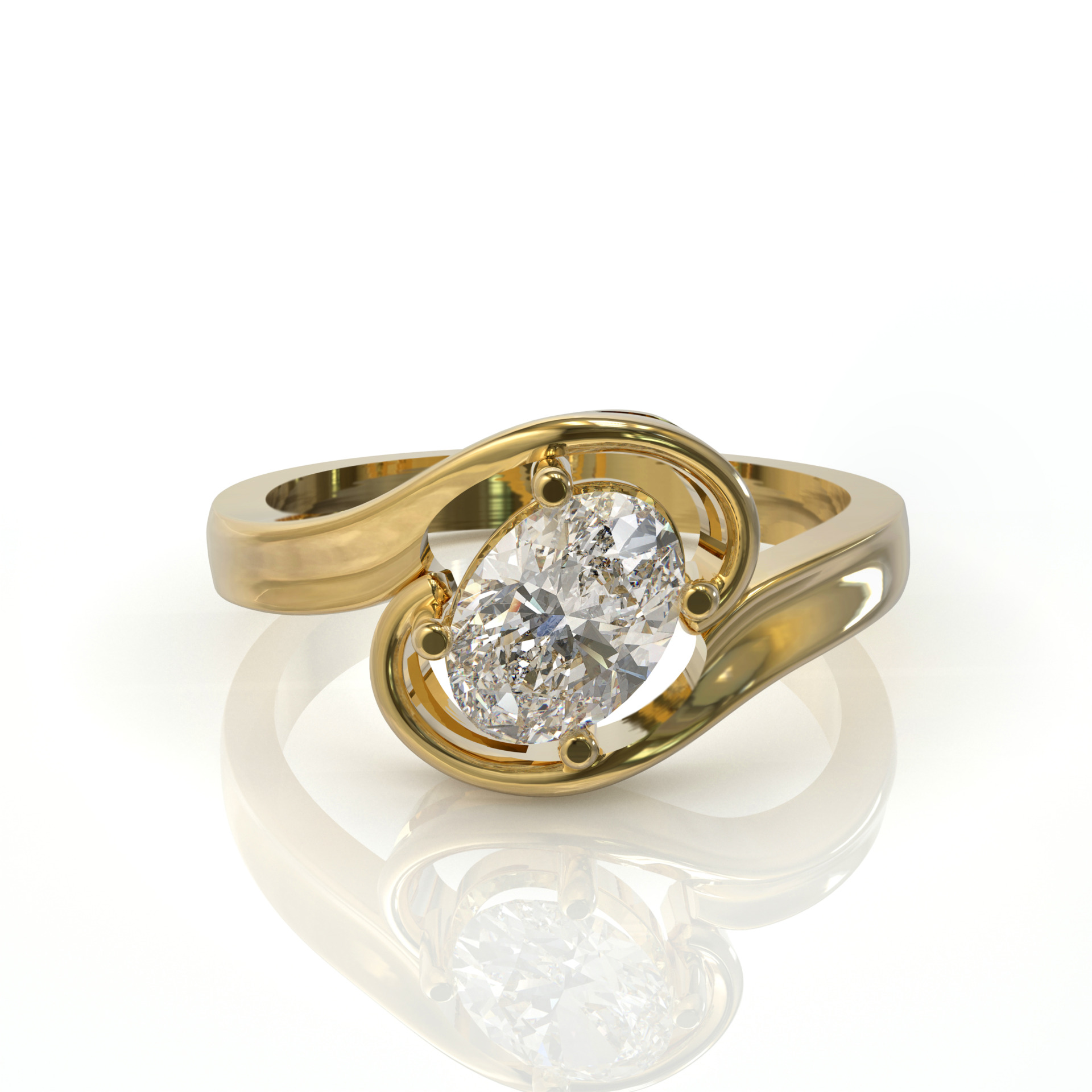 יהלום אובל בטבעת זהב טוויסט משגעת דגם: אשלי