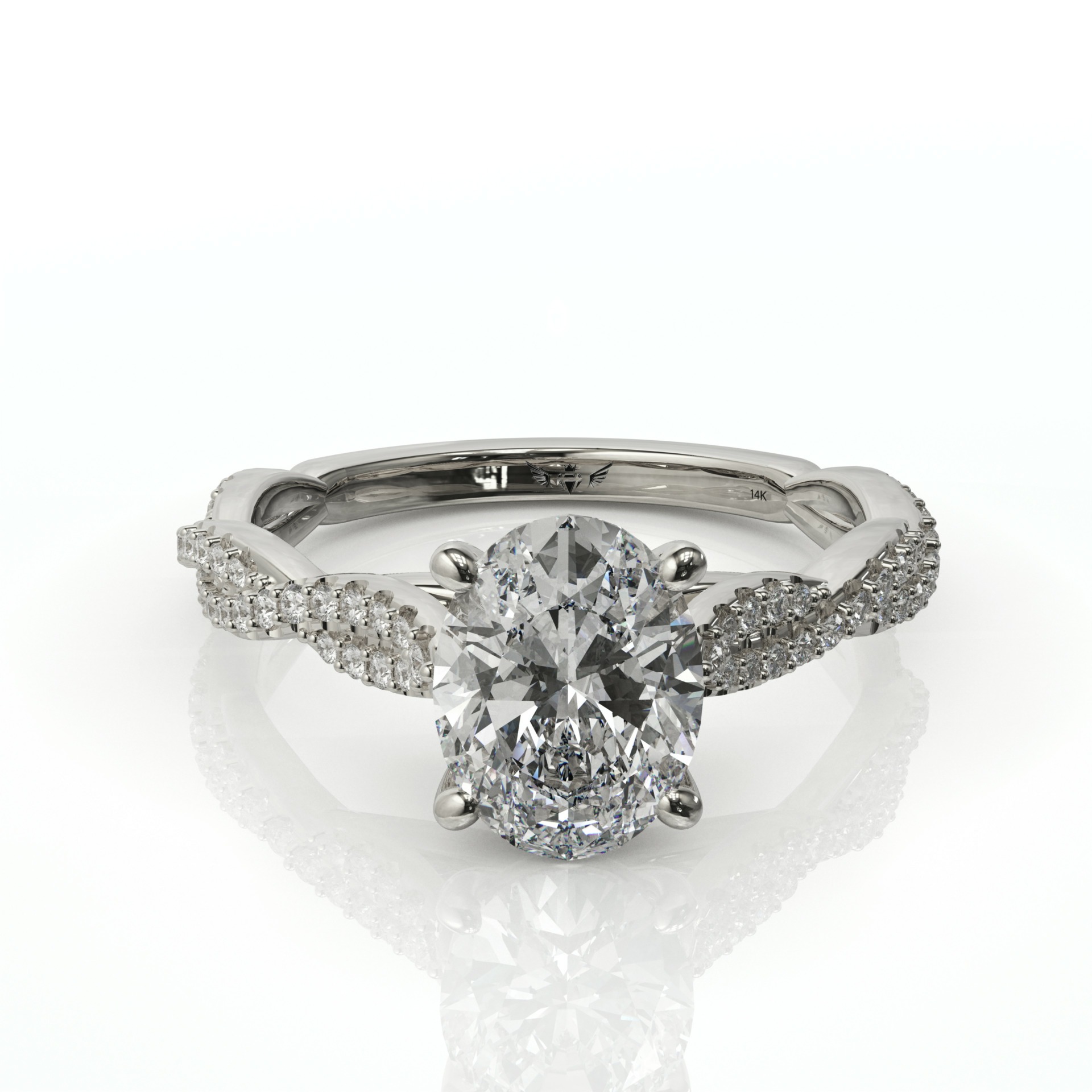 טבעת אירוסין טוויסט יהלומים קלאסית דגם: אייבי