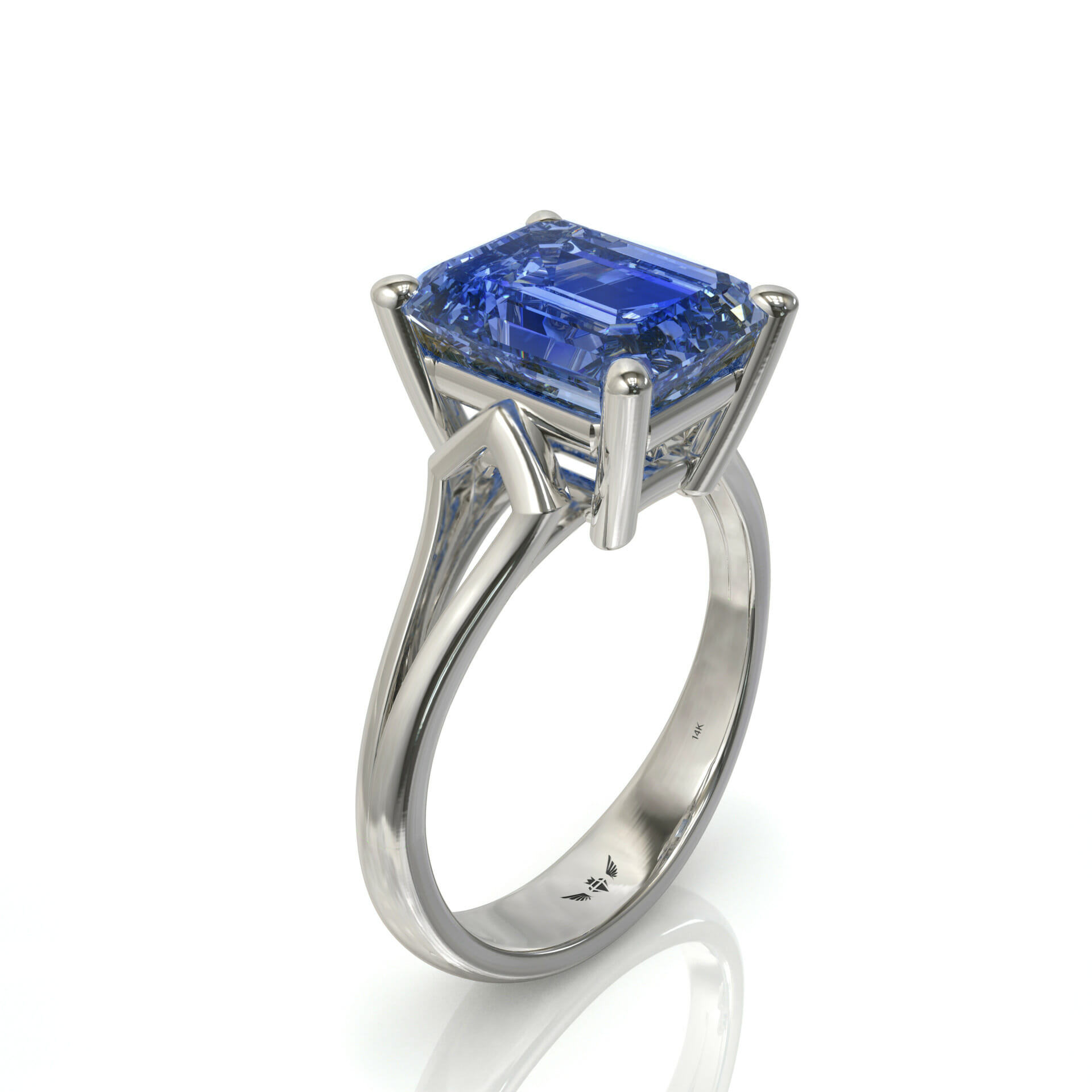 אבן חן אמרלד כחולה בטבעת סוליטר דגם: Madison