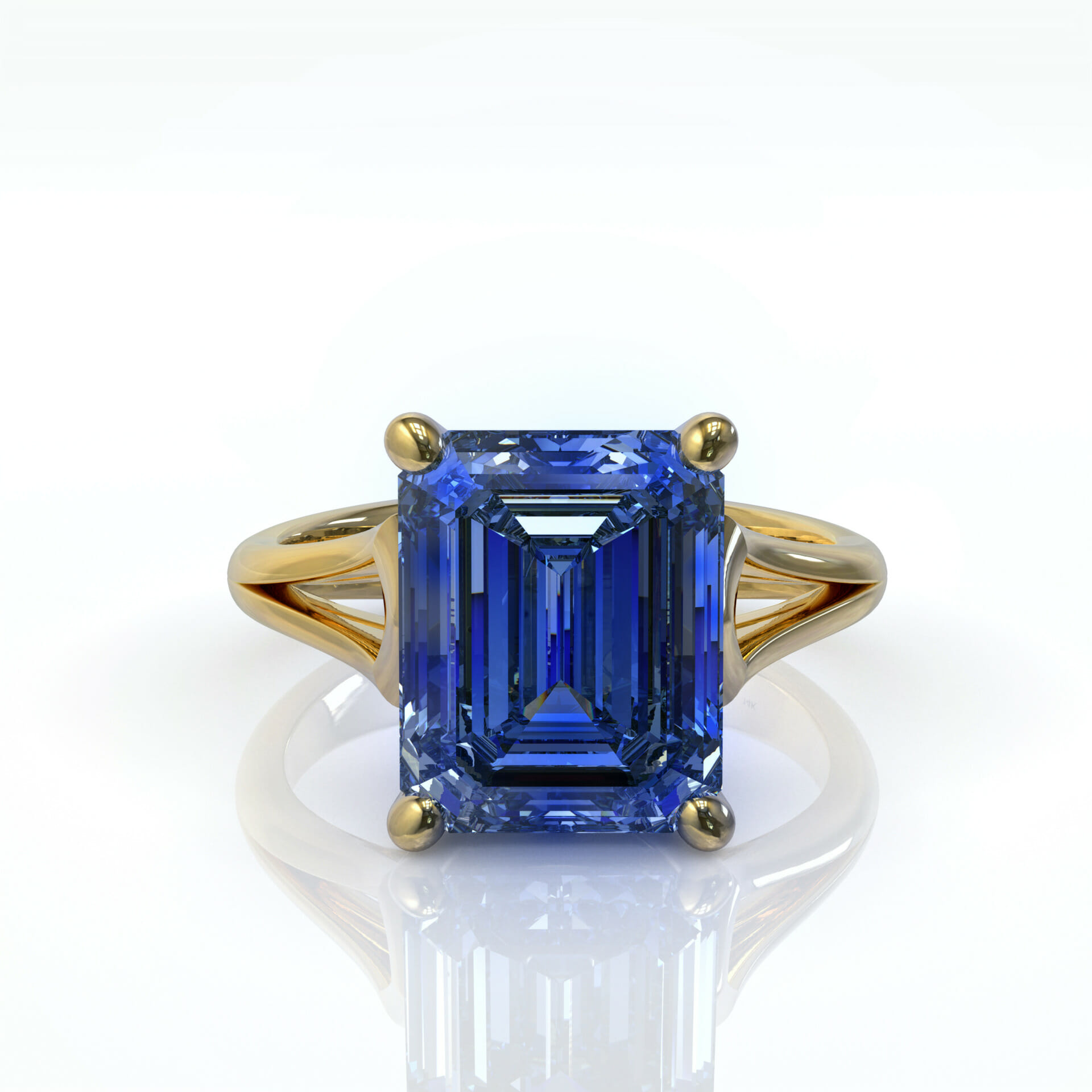 אבן חן אמרלד כחולה בטבעת סוליטר דגם: Madison