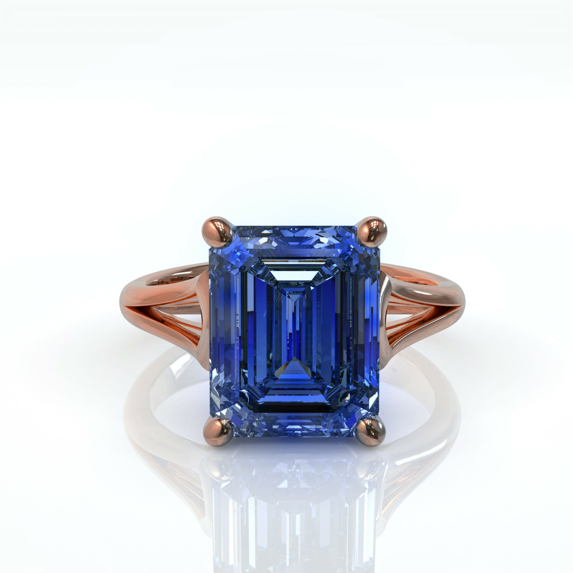 אבן חן אמרלד כחולה בטבעת סוליטר דגם: Madison