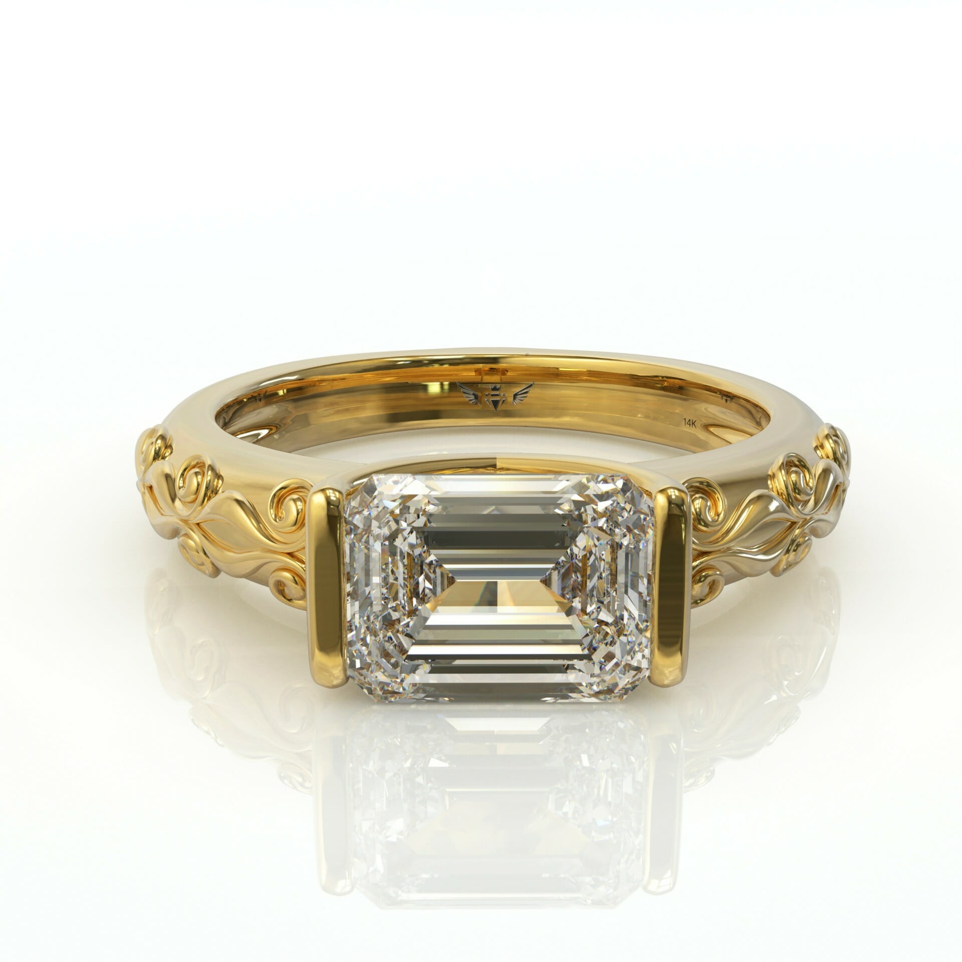 טבעת וינטאג' מעוטרת ויהלום אמרלד דגם: Naomi