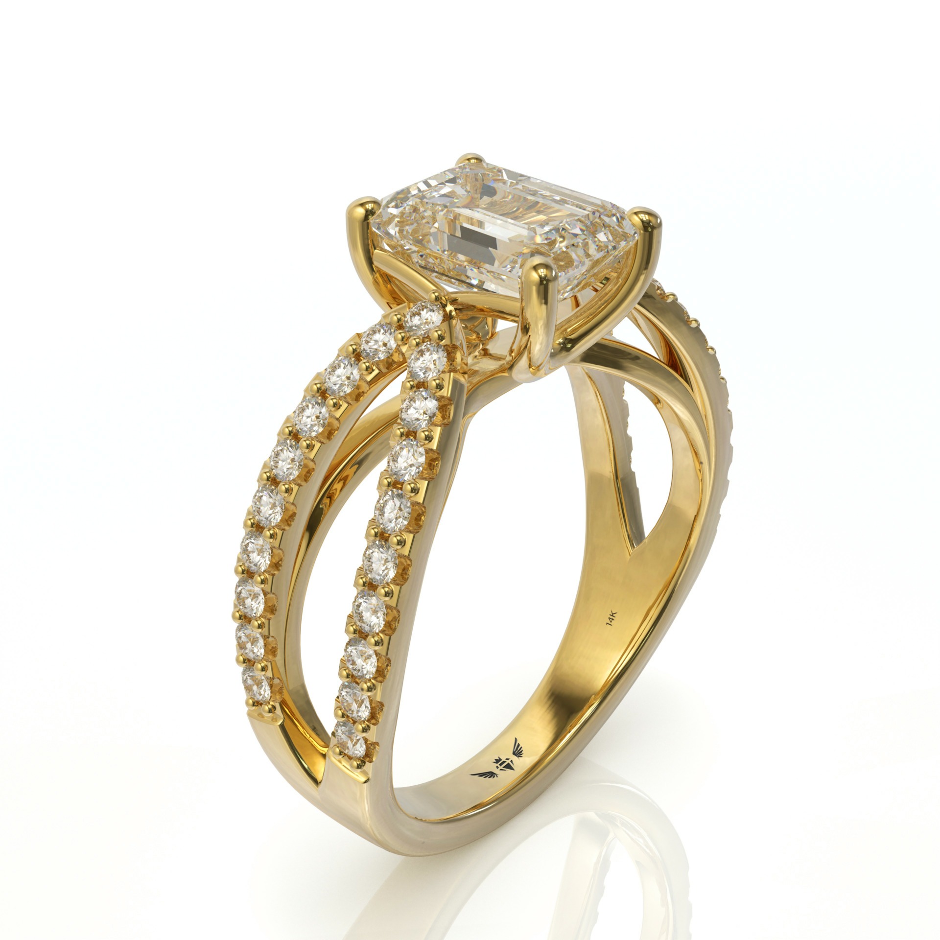 טבעת יהלומים טוויסט ויהלום אמרלד דגם: לואי