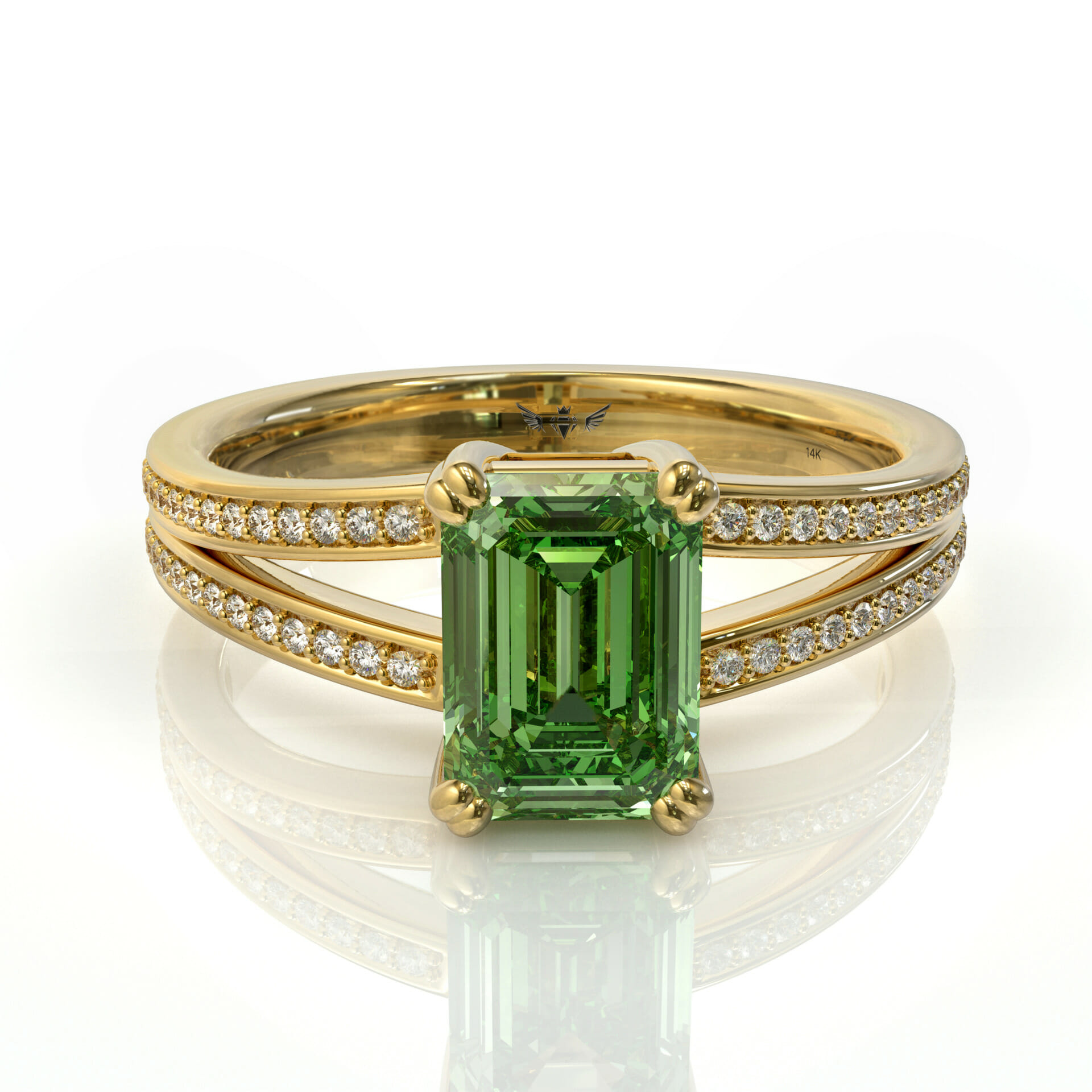 אמרלד ירוקה יוקרתית על טבעת זהב ויהלומים דגם: Naomi