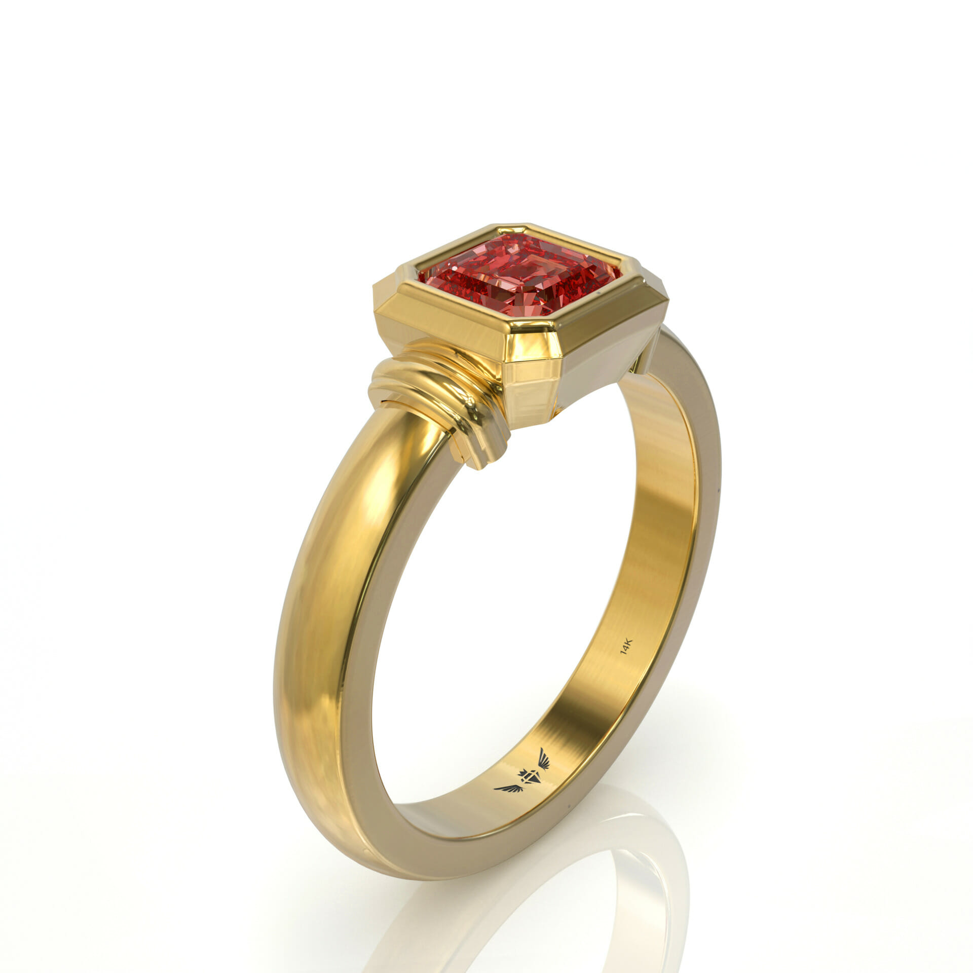 טבעת זהב יוקרתית משובצת אבן חן רובי דגם: Sigal