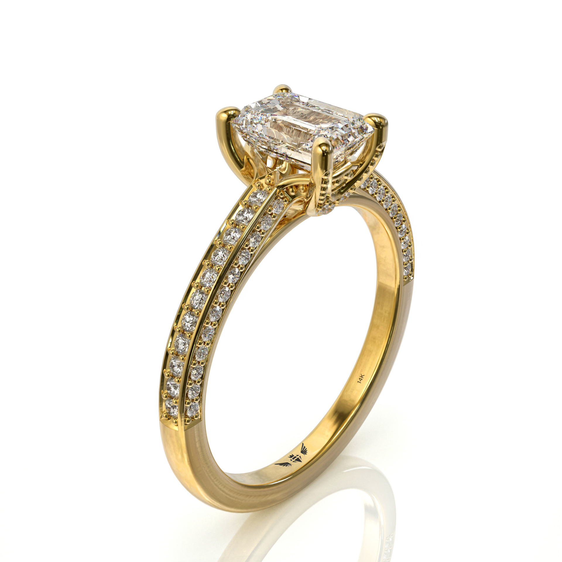 טבעת אירוסין יהלום אמרלד עשויה זהב דגם: אשלי