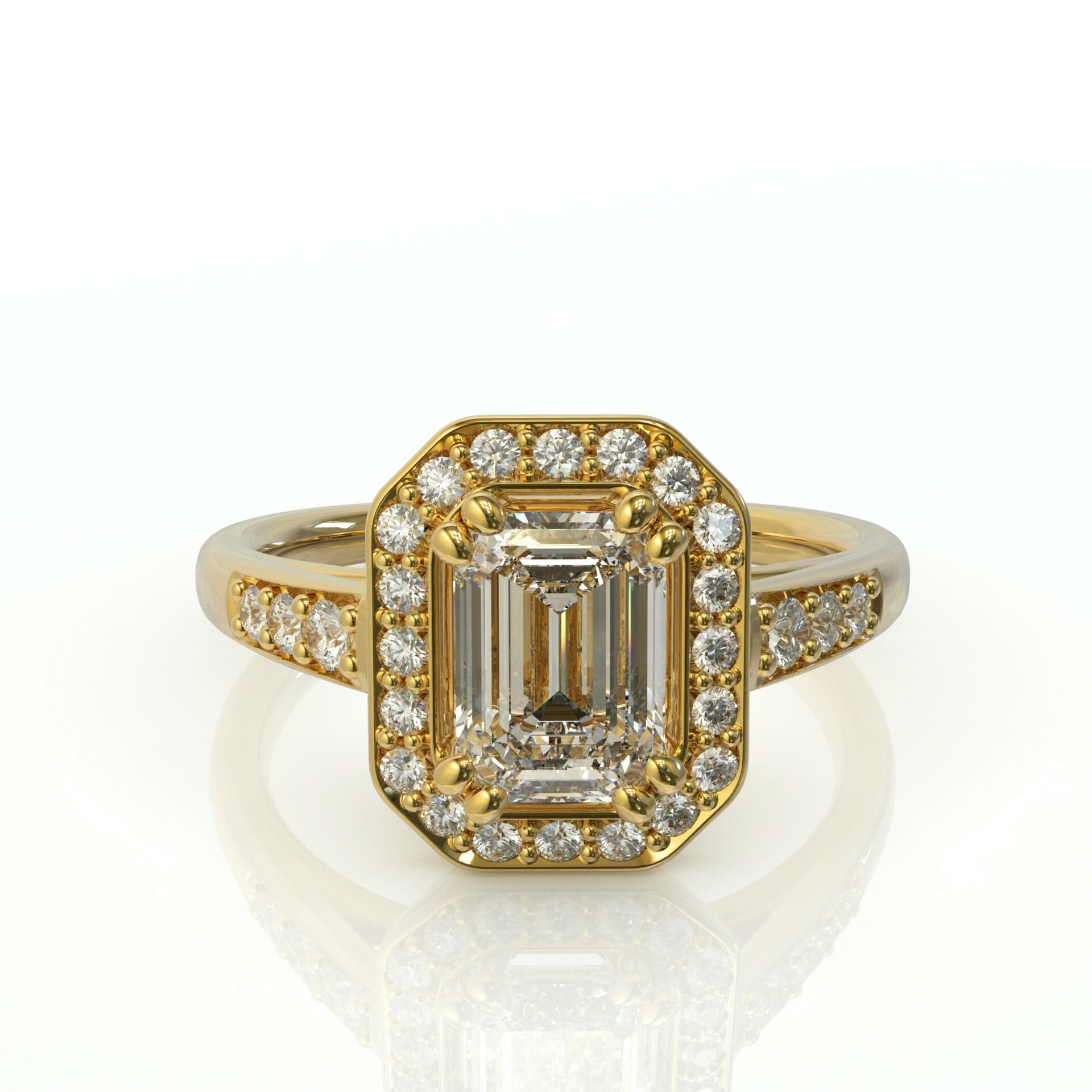 טבעת יהלומים משובצת יהלום אמרלד דגם: Dana