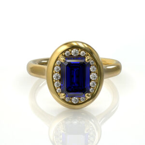 טבעת זהב יהלומים לבנים ואבן חן ספיר דגם: Maya