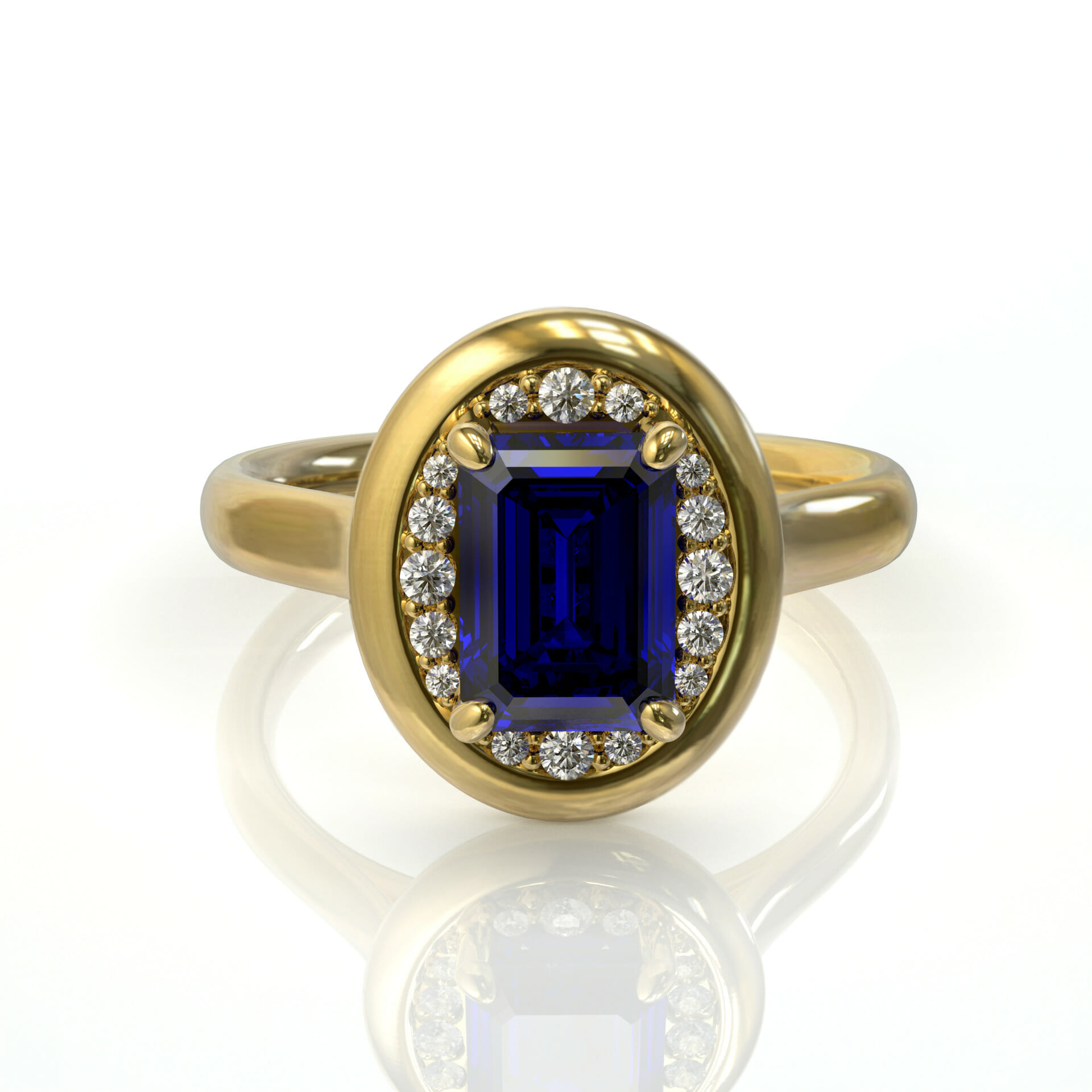 טבעת זהב יהלומים לבנים ואבן חן ספיר דגם: Maya