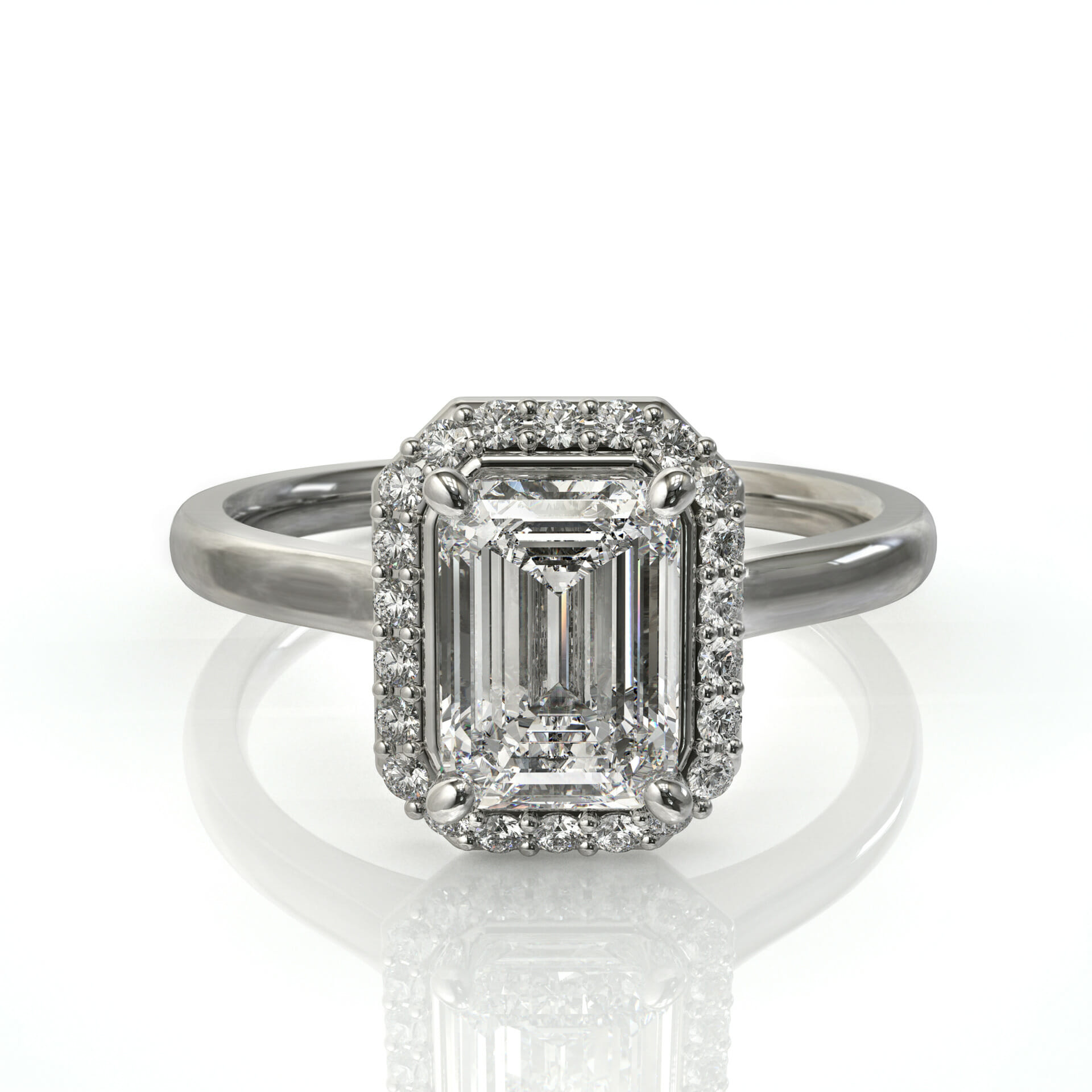 טבעת יהלום אמרלד והיילו יהלומים דגם: Maya