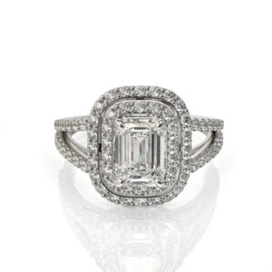 טבעת יהלום אמרלד והיילו יהלומים דגם: אלכסה