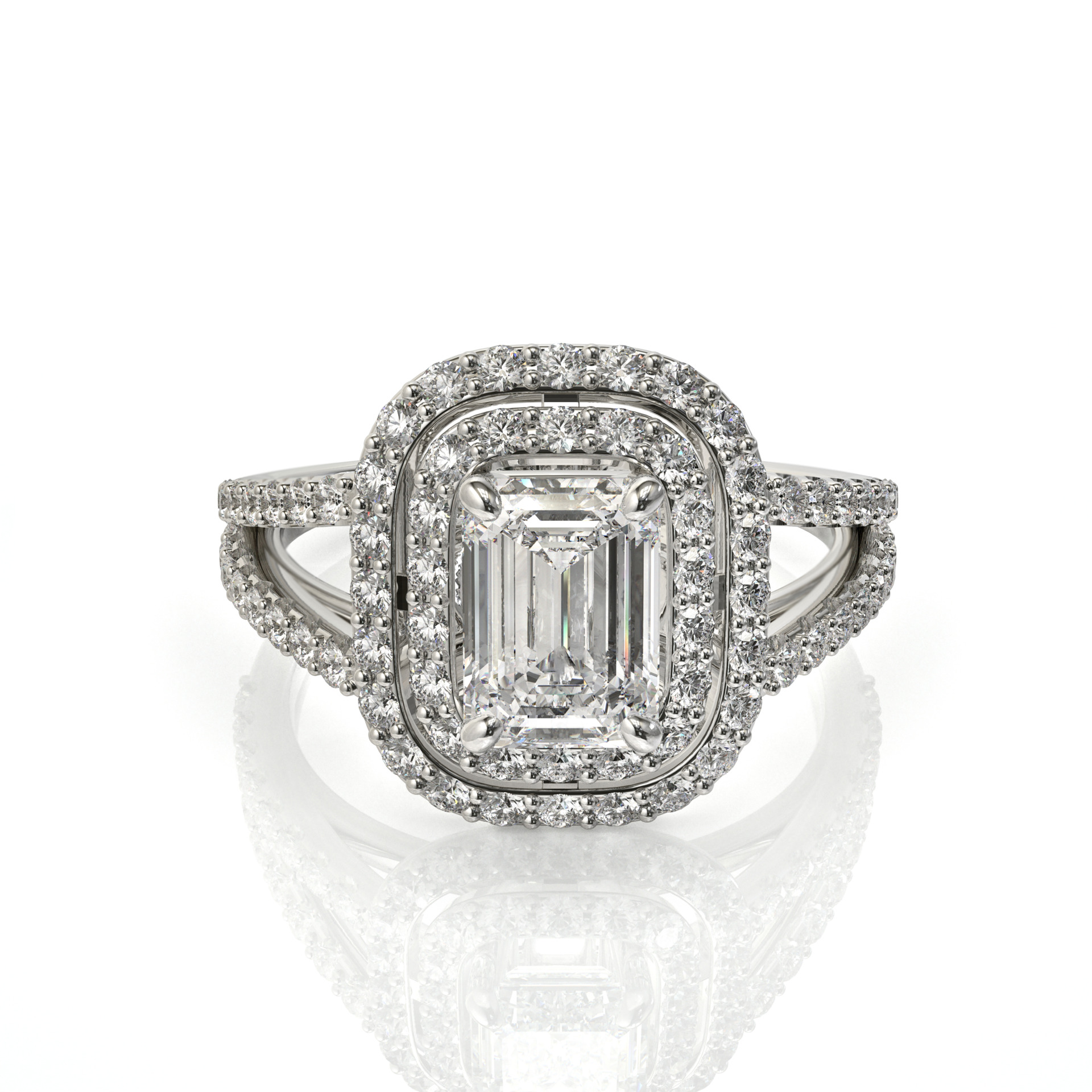 טבעת יהלום אמרלד והיילו יהלומים דגם: אלכסה