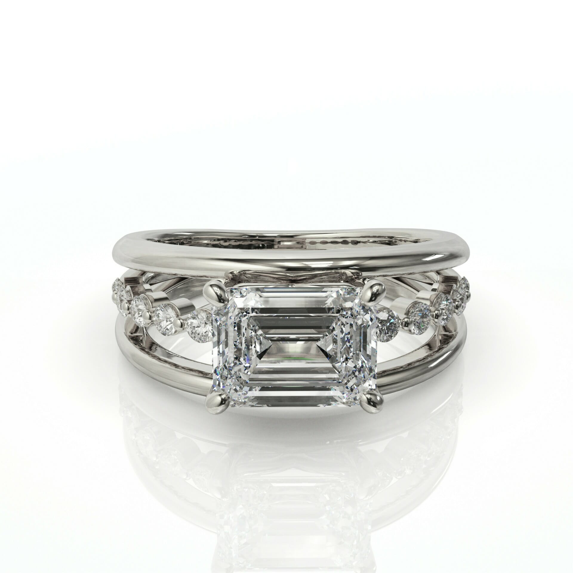 טבעת אירוסין יהלום אמרלד דגם: אריה