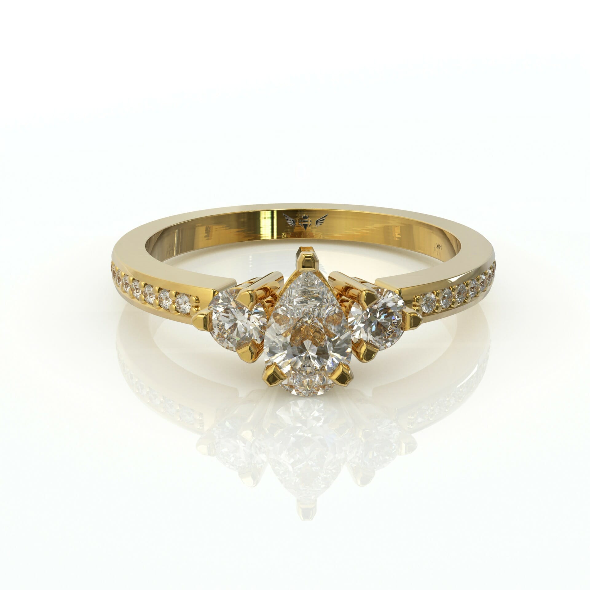 טבעת טיפה ויהלומים עגולים דגם: Hila