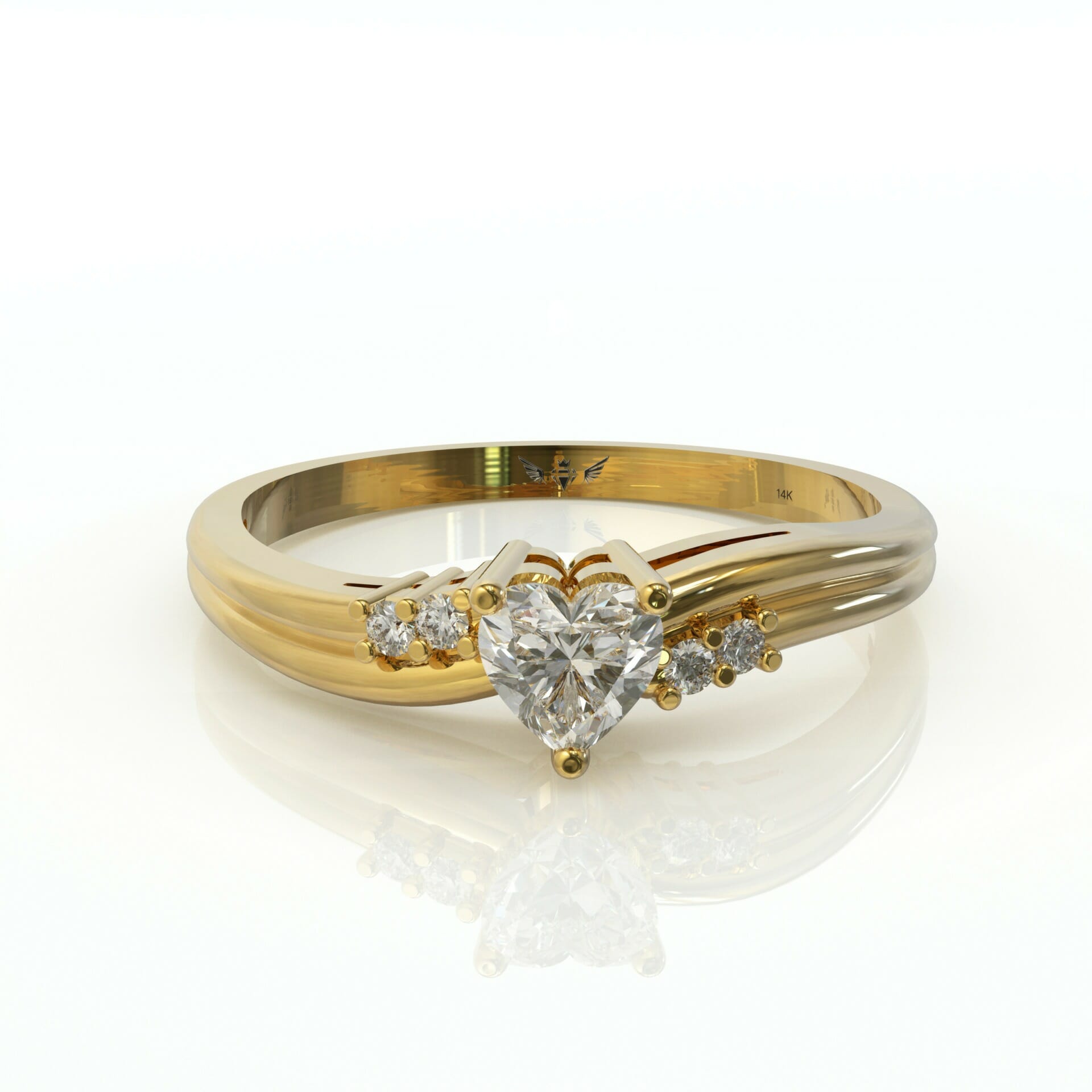 טבעת יהלום לב עשויה זהב דגם: Abigail