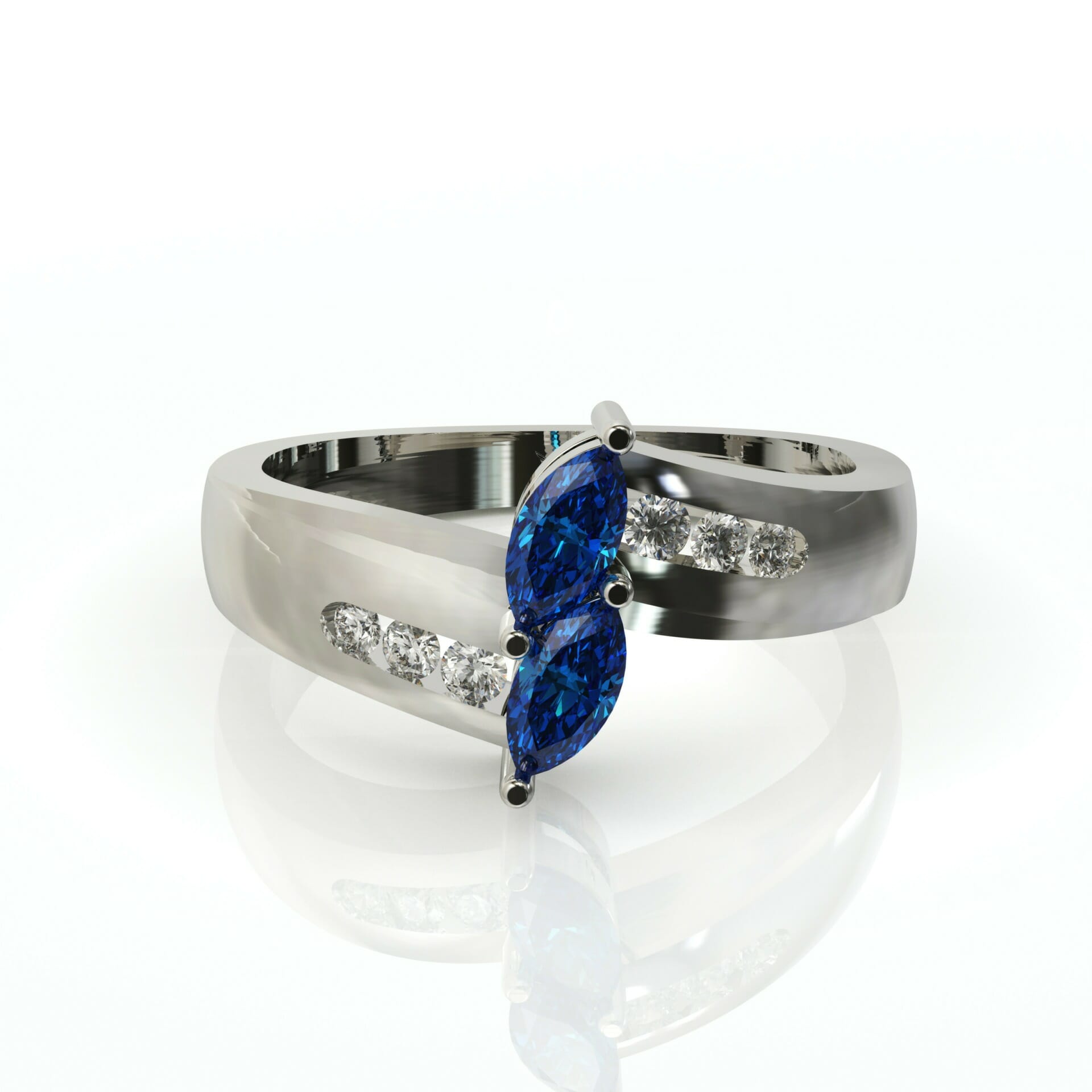 טבעת זהב אבני חן ספיר ויהלומים דגם: Eden