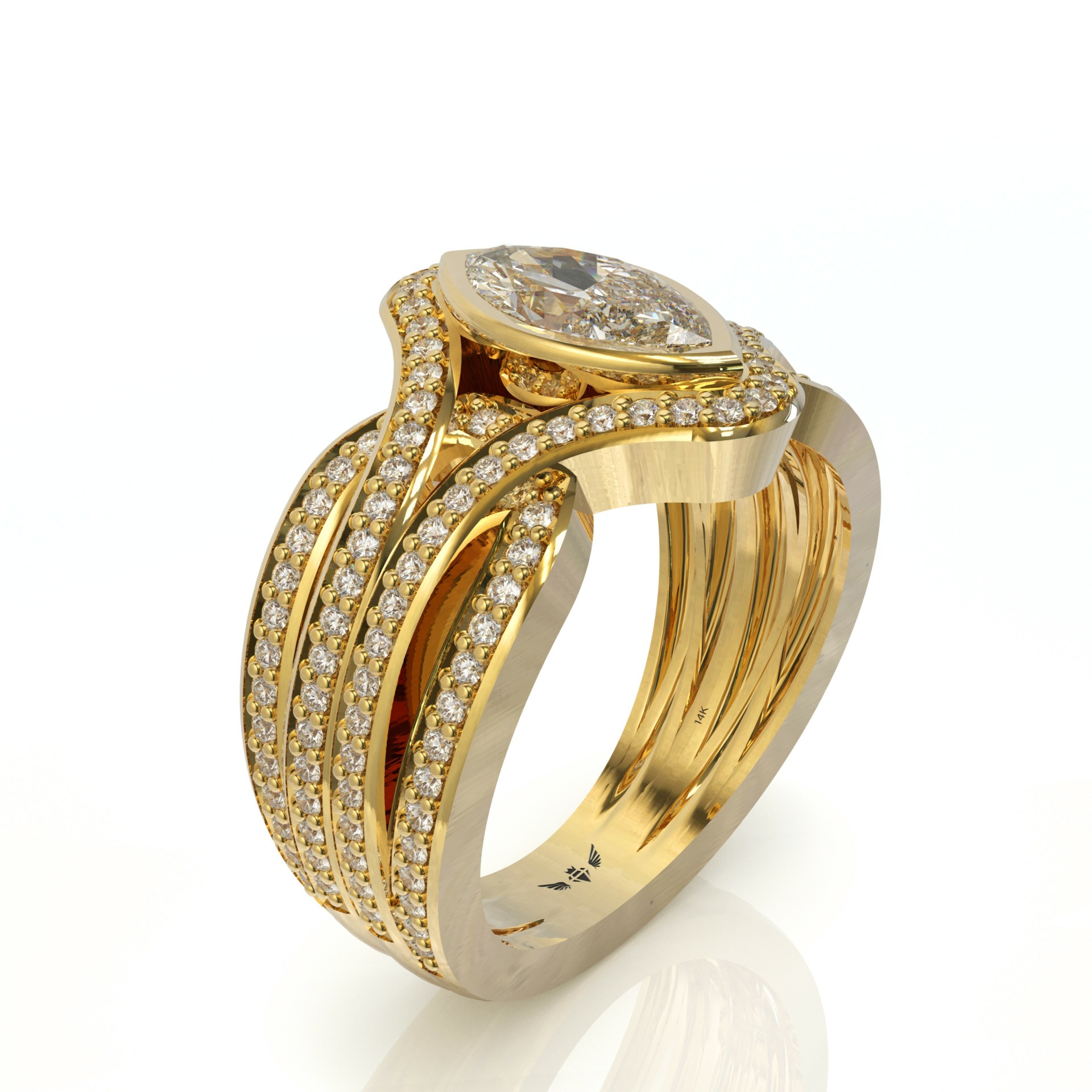 טבעת יהלומים מיוחדת ויהלום מרקיזה דגם: אריס