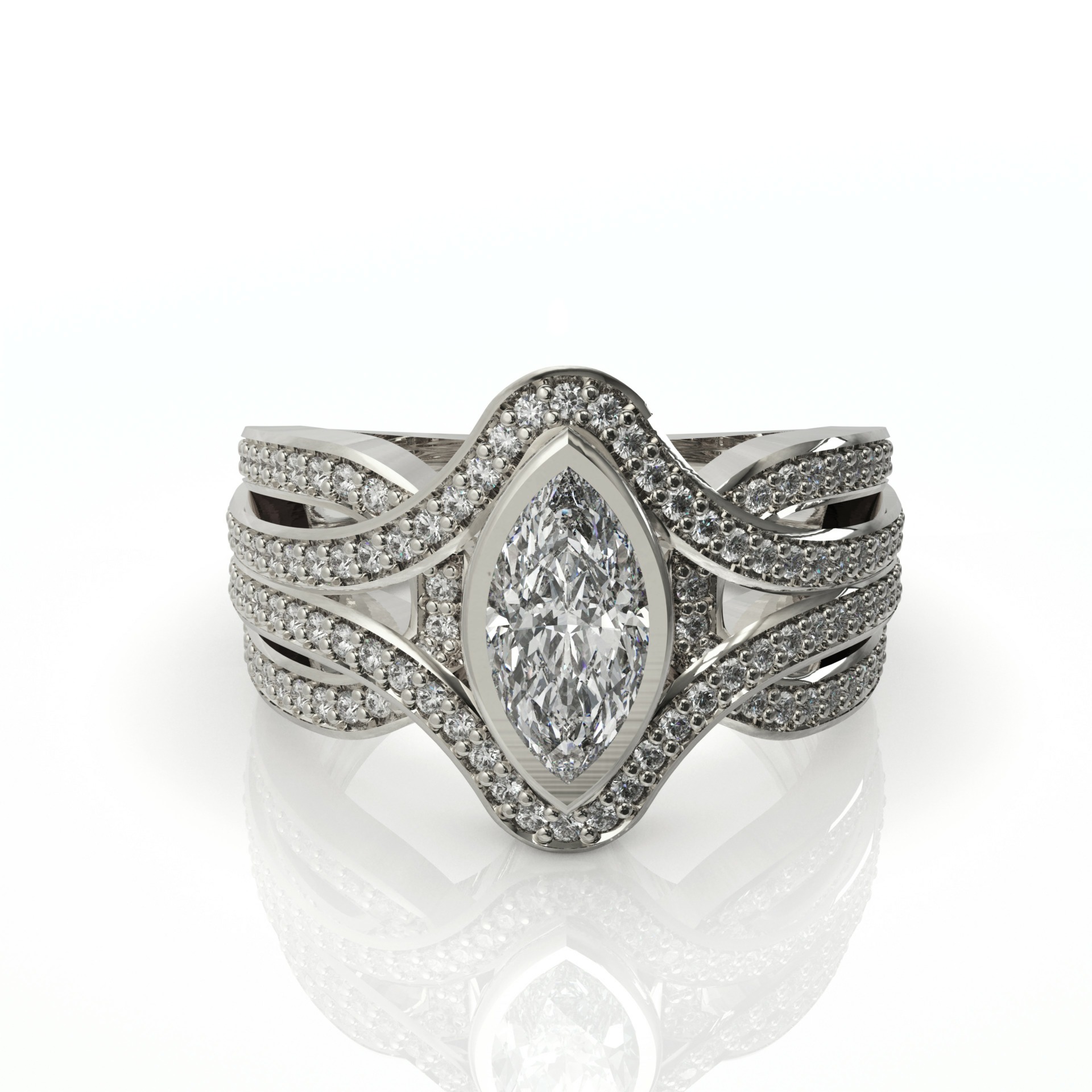 טבעת יהלומים מיוחדת ויהלום מרקיזה דגם: אריס