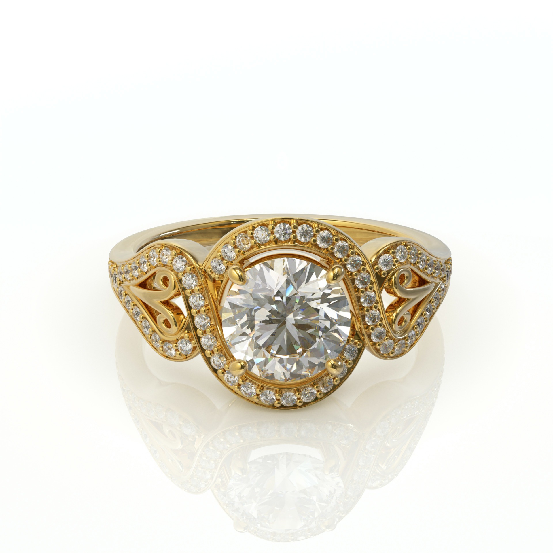 טבעת יהלומים טוויסט ויהלום עגול דגם: Paz