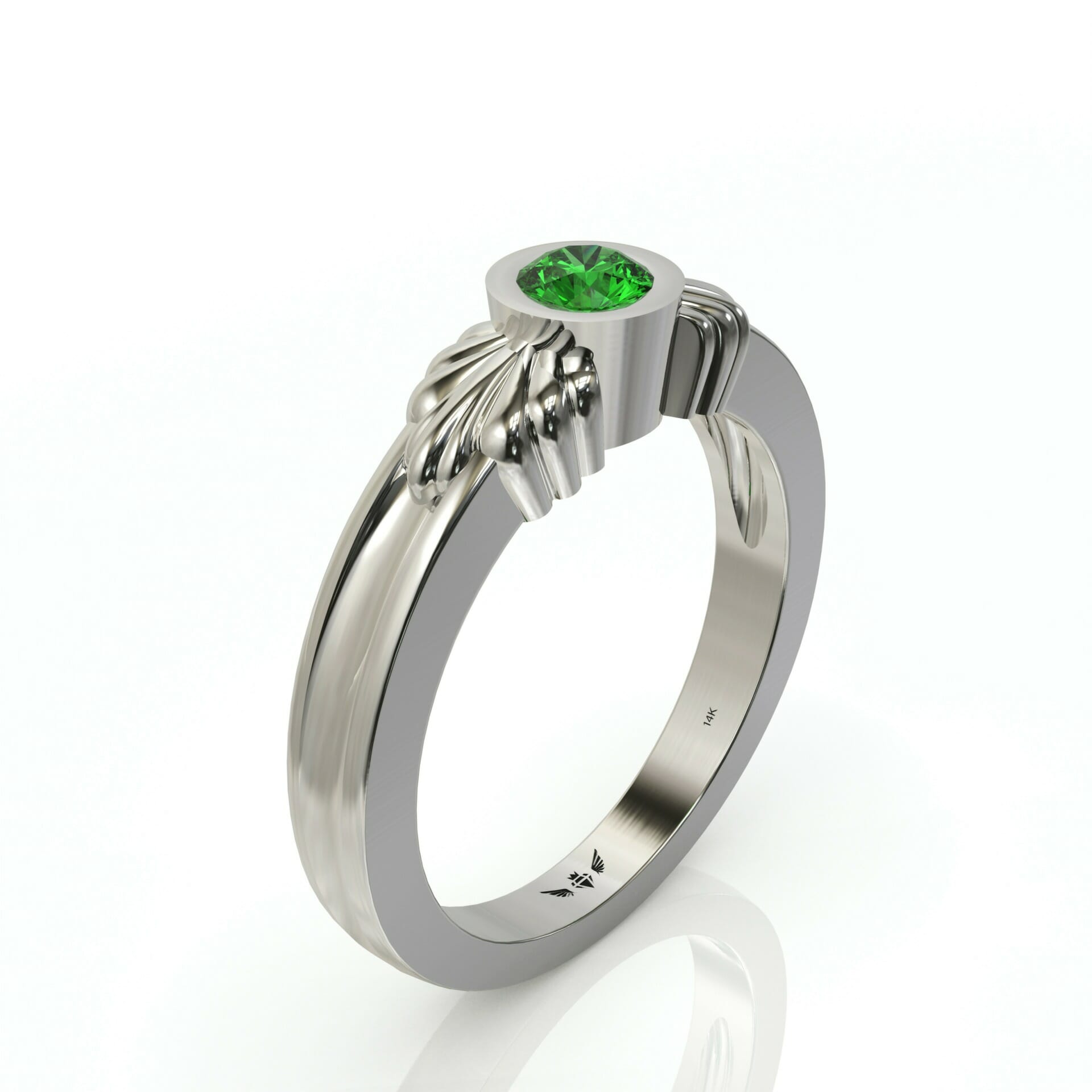 טבעת וינטאג' ייחודית משובצת אבן חן אמרלד עגולה דגם: Adi