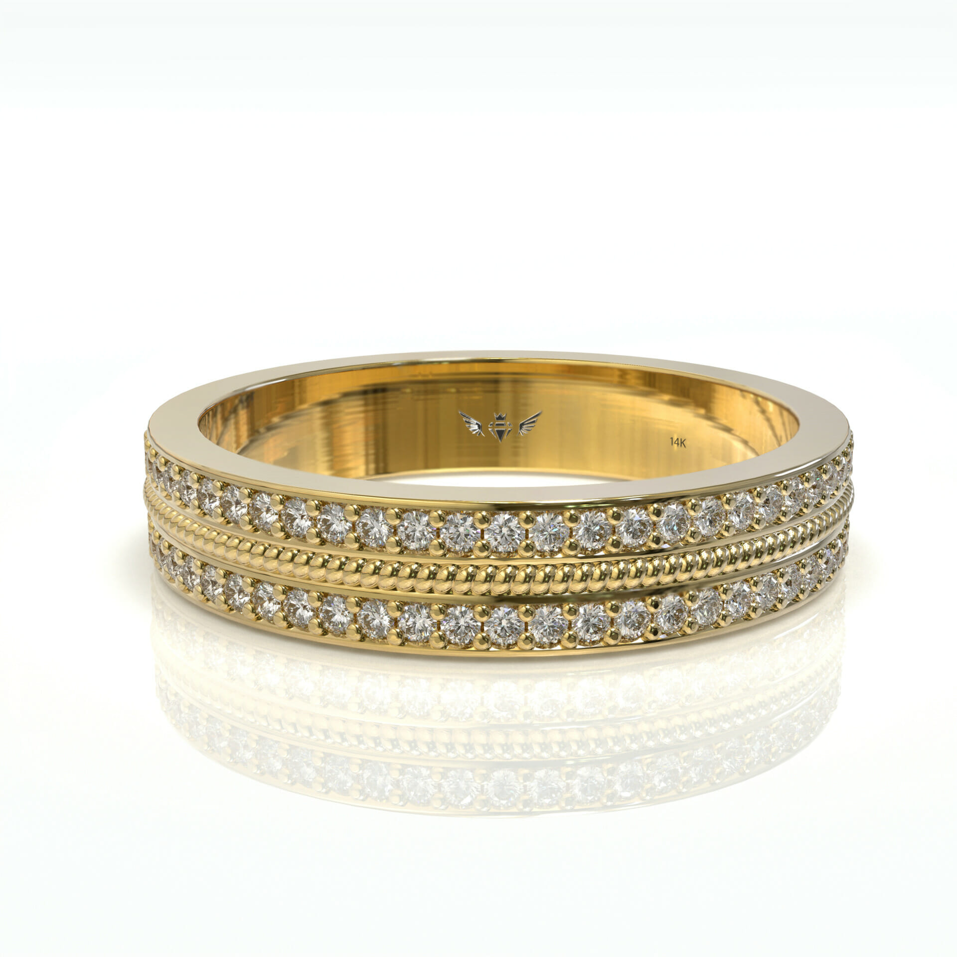 טבעת שורה ושתי שורות יהלומים דגם: Claire