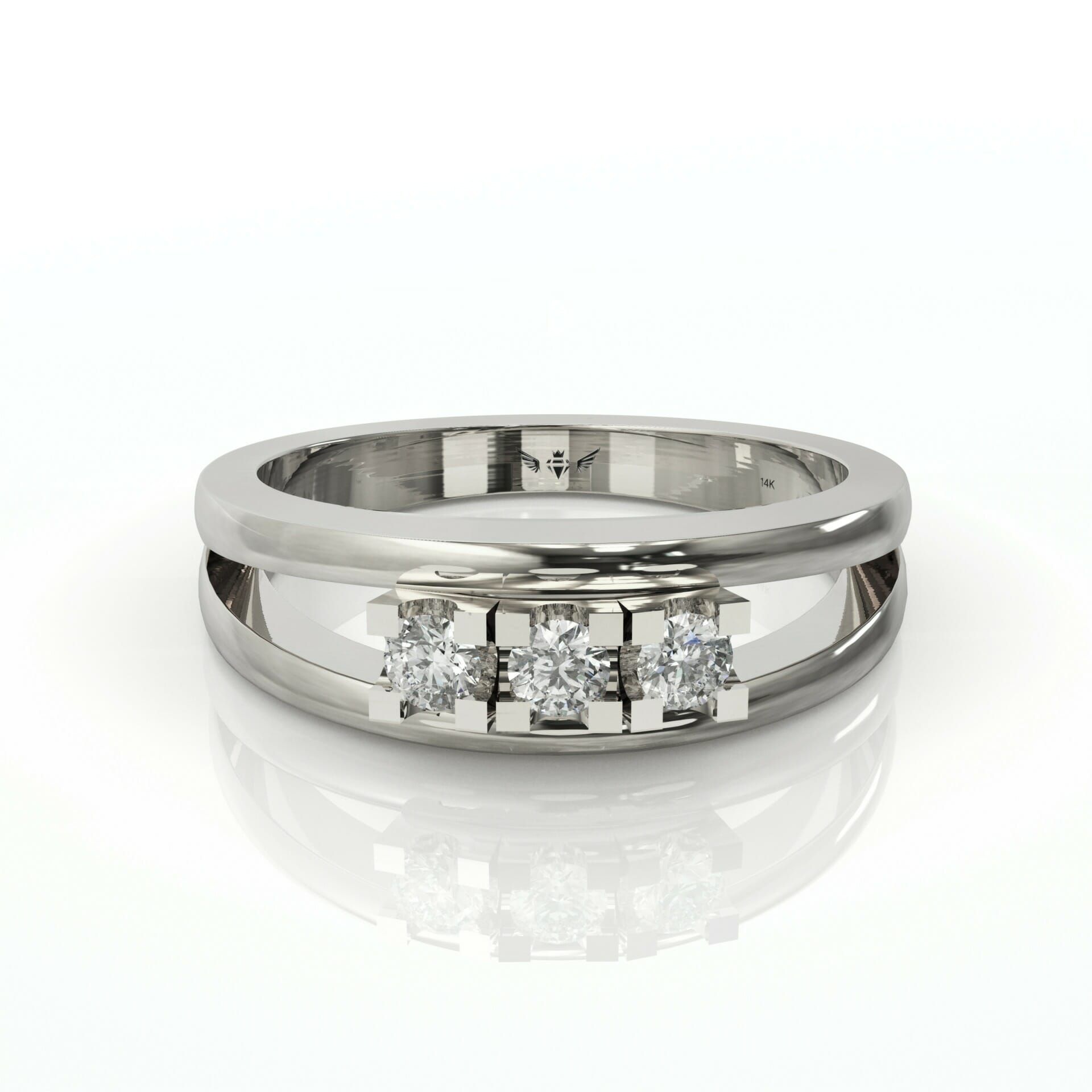 טבעת זהב עדינה ושלוש יהלומים דגם: Yulia