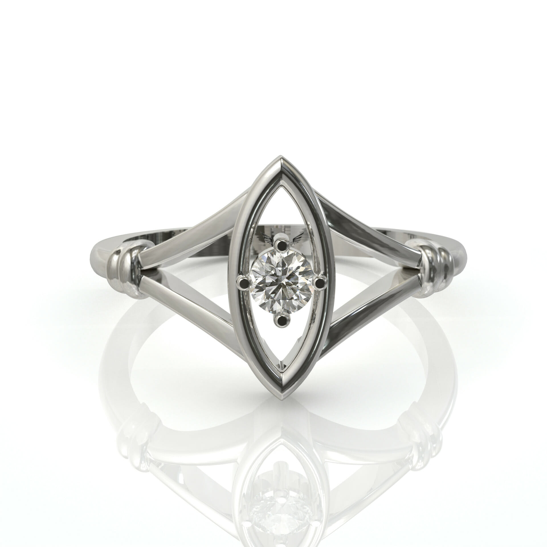 טבעת זהב עדינה ויהלום עגול דגם: Lily