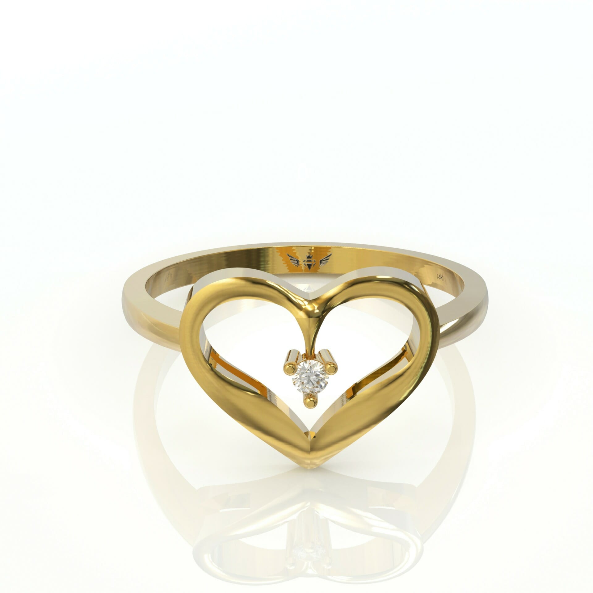 טבעת זהב עדינה בצורת לב דגם: Edison