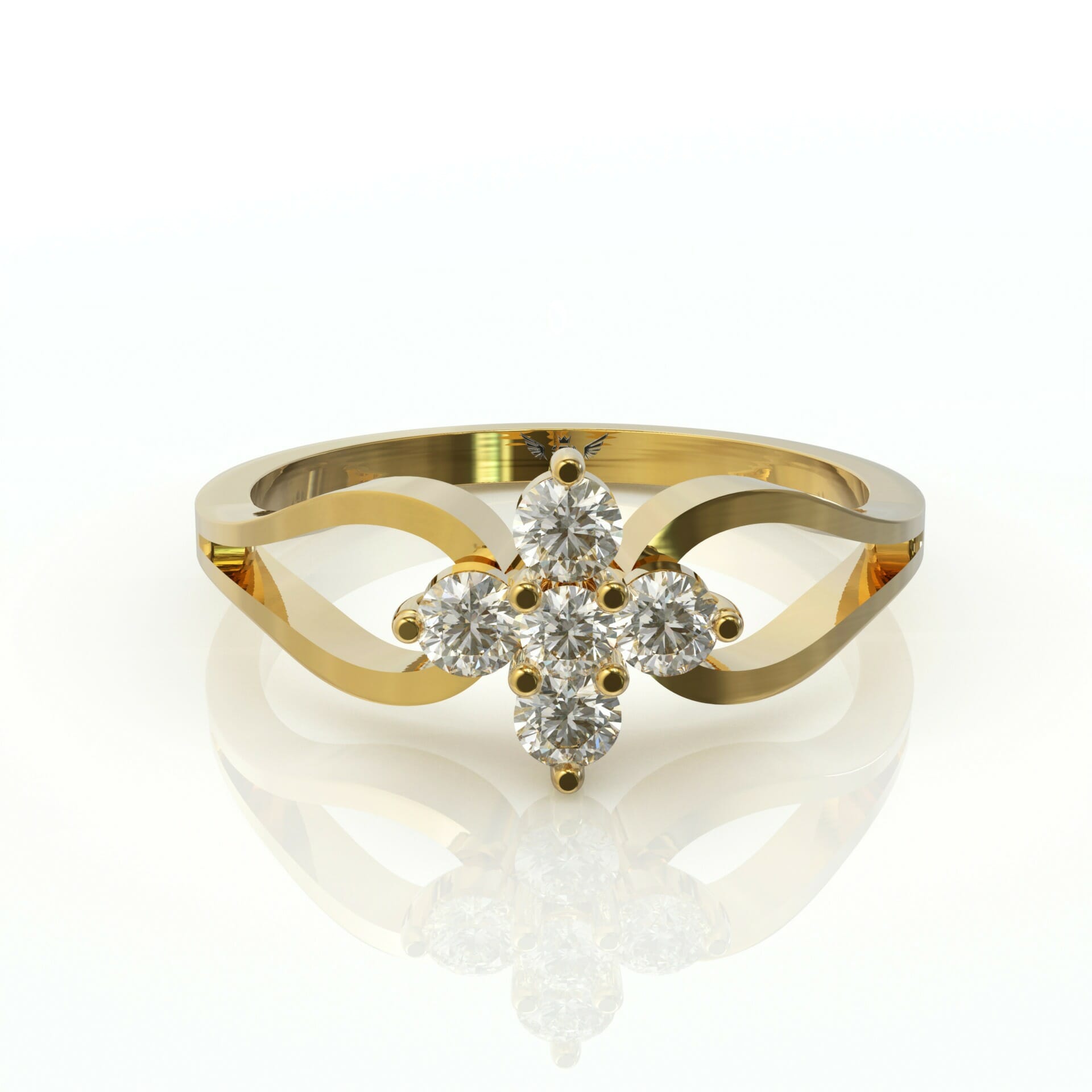 טבעת עדינה בצורת פרח יהלומים דגם: Zoe