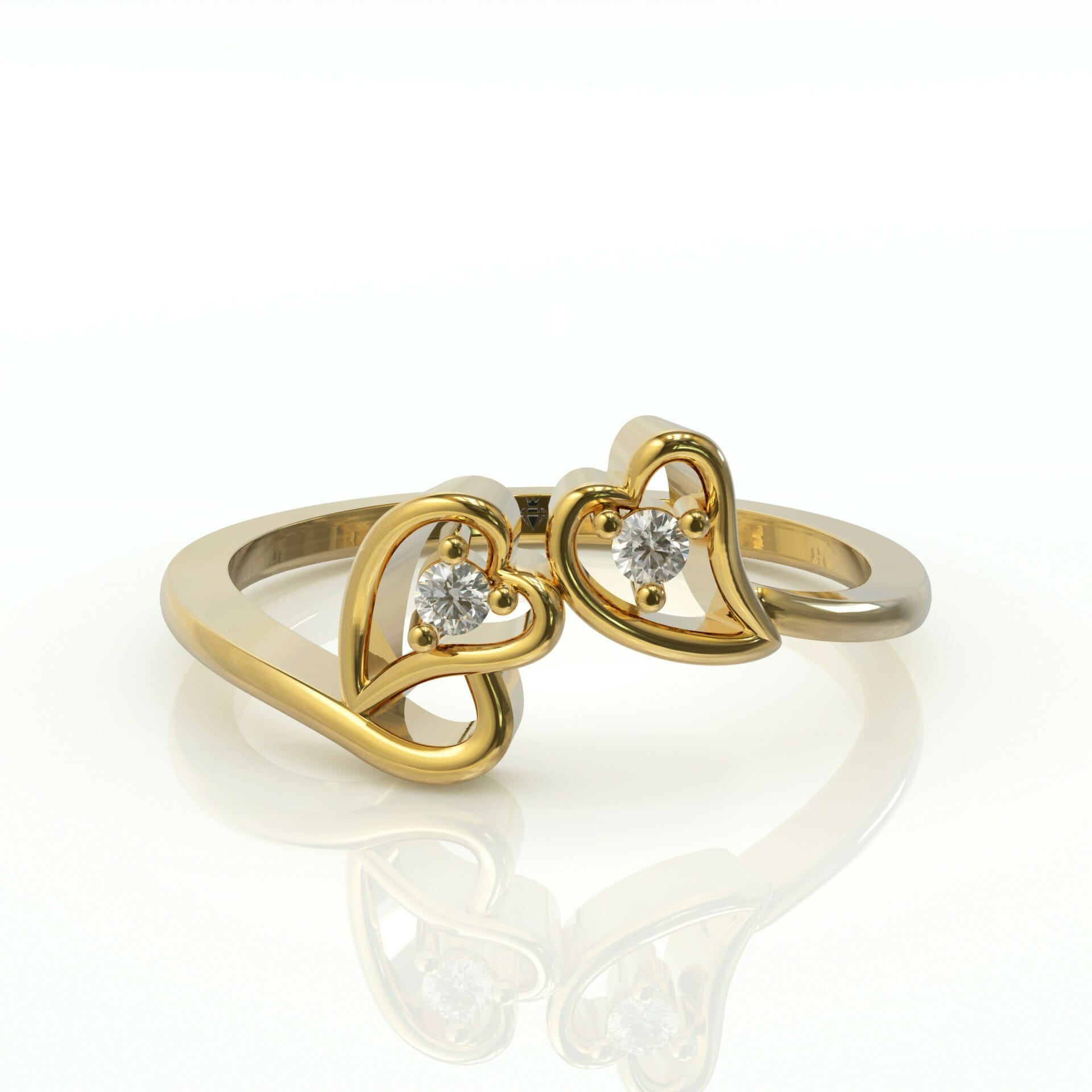 טבעת לבבות זהב ויהלומים טבעיים דגם: Violet