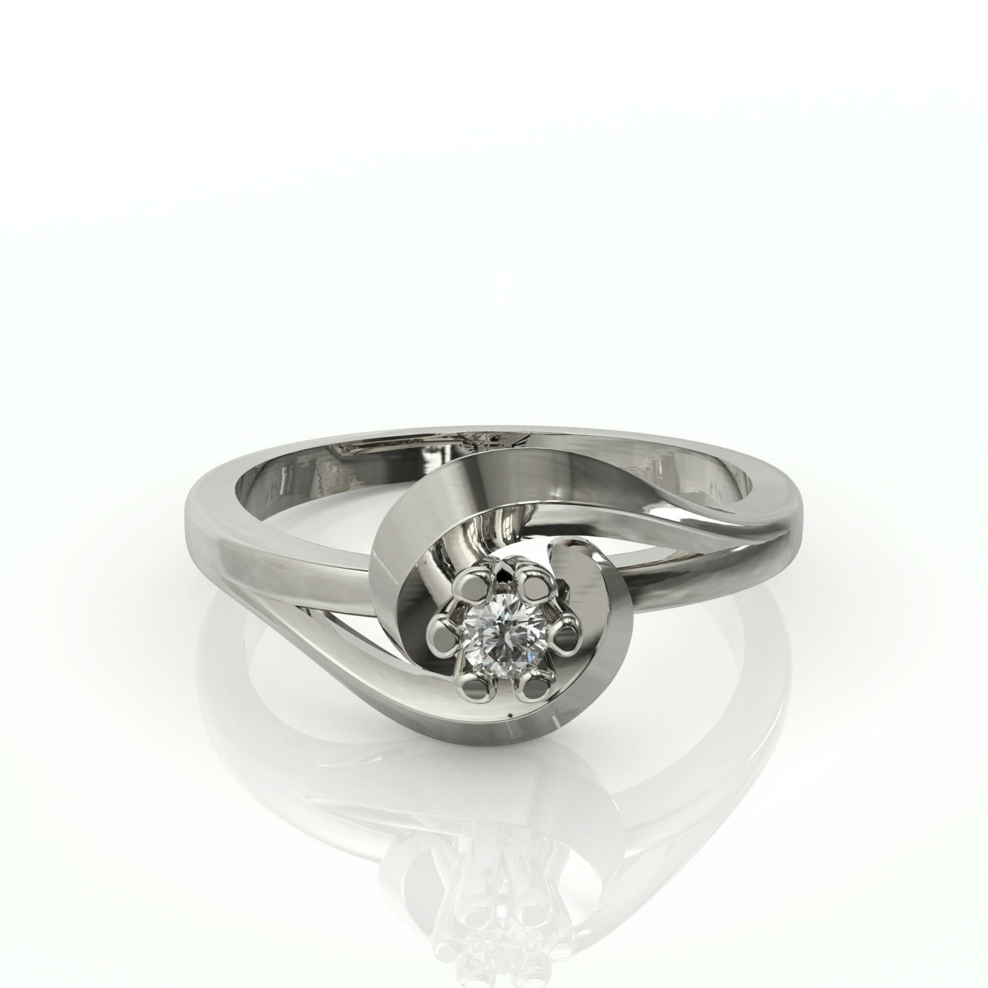 טבעת יהלום עדינה שיבוץ שש שיניים דגם: Lucy