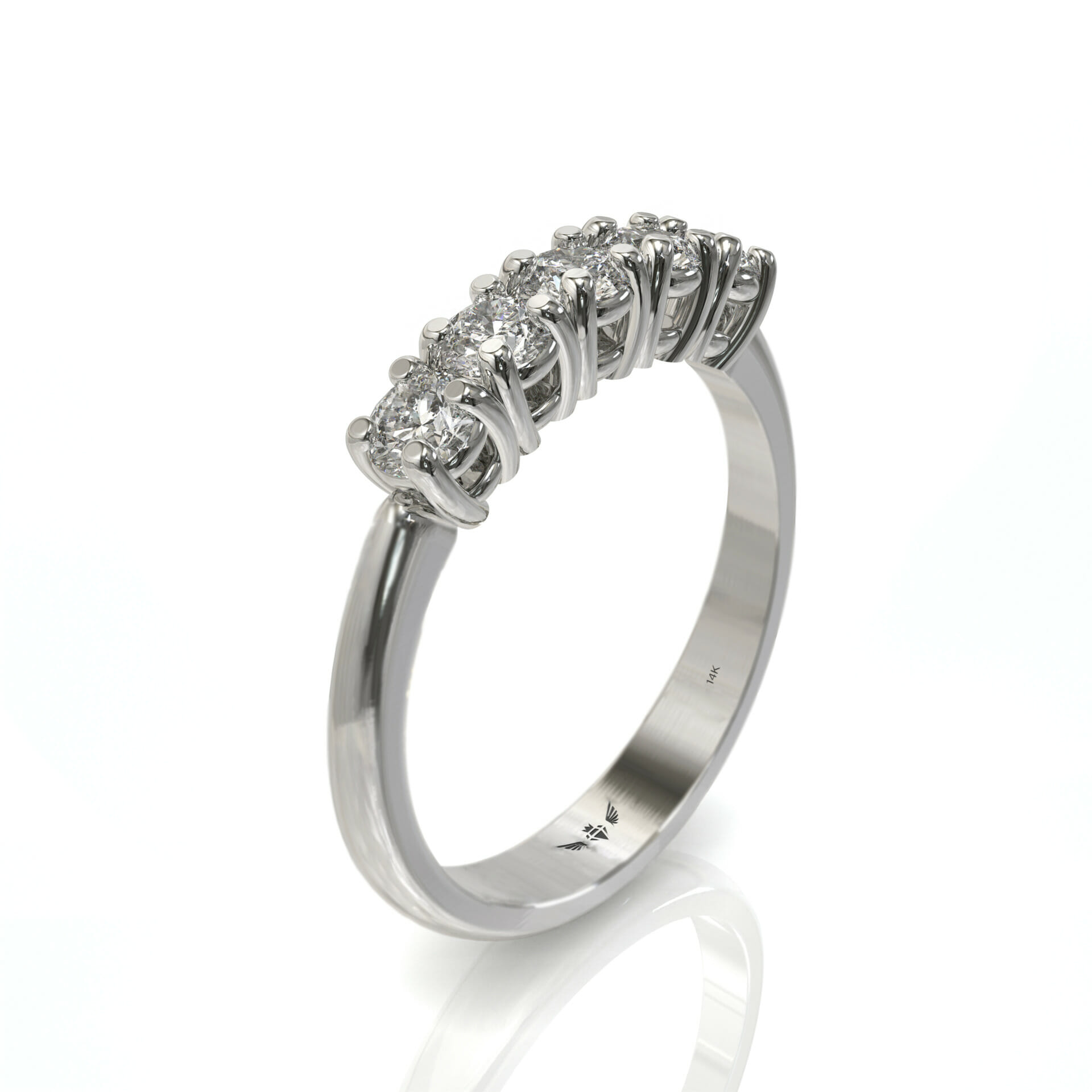 טבעת שורה חמש יהלומים טבעיים דגם: Aliya