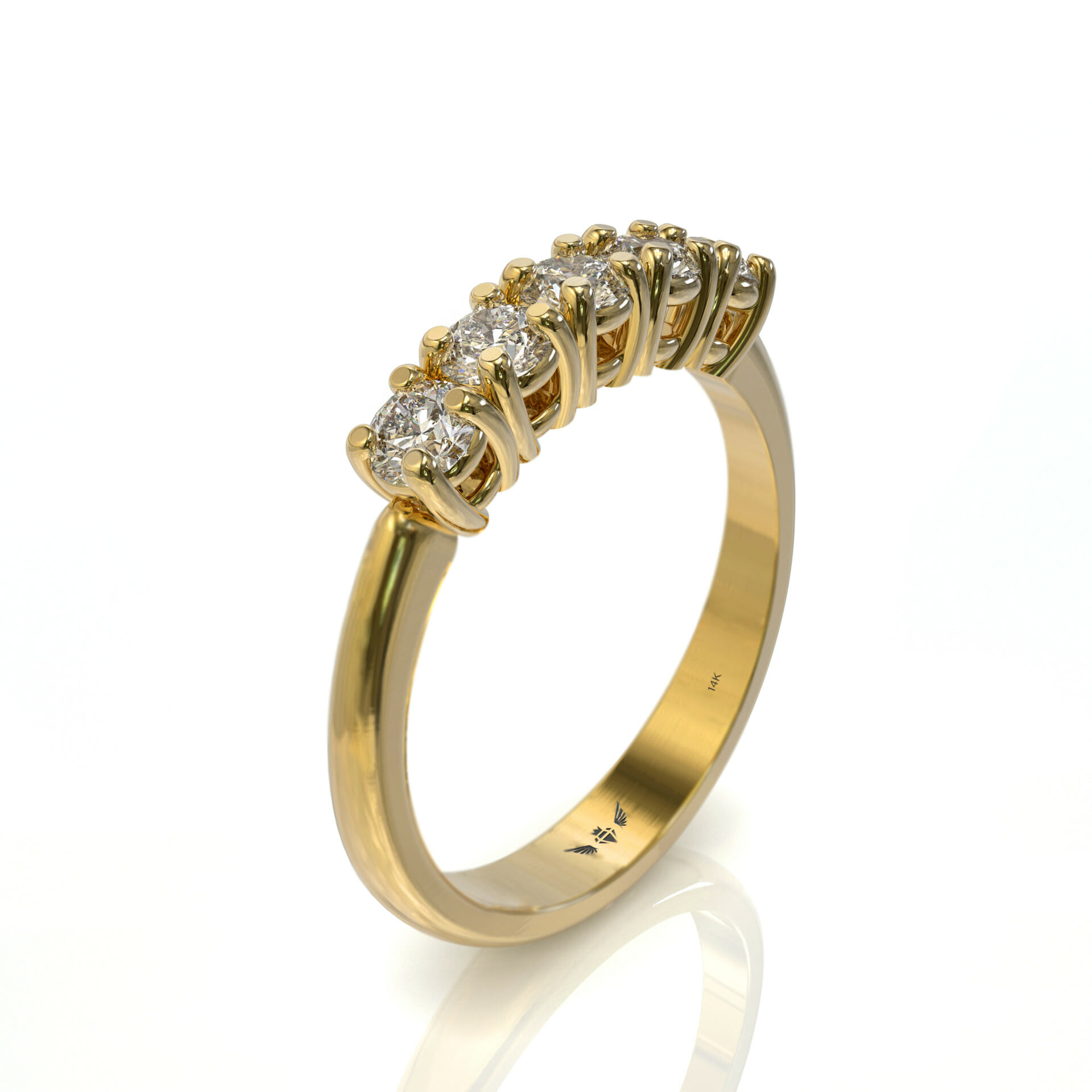 טבעת שורה חמש יהלומים טבעיים דגם: Aliya