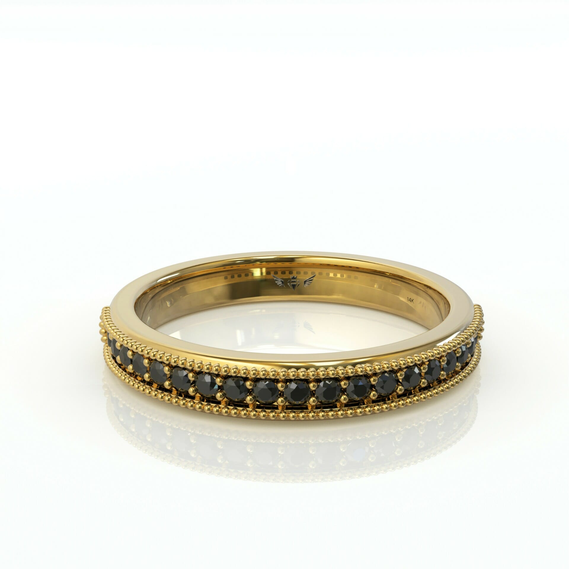 טבעת שורה יהלומים שחורים ועיטורים דגם: Tyler