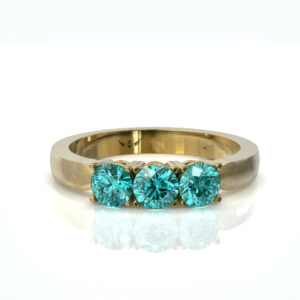 טבעת שורה שלוש אבני חן אקוואה מרין דגם: Katherine