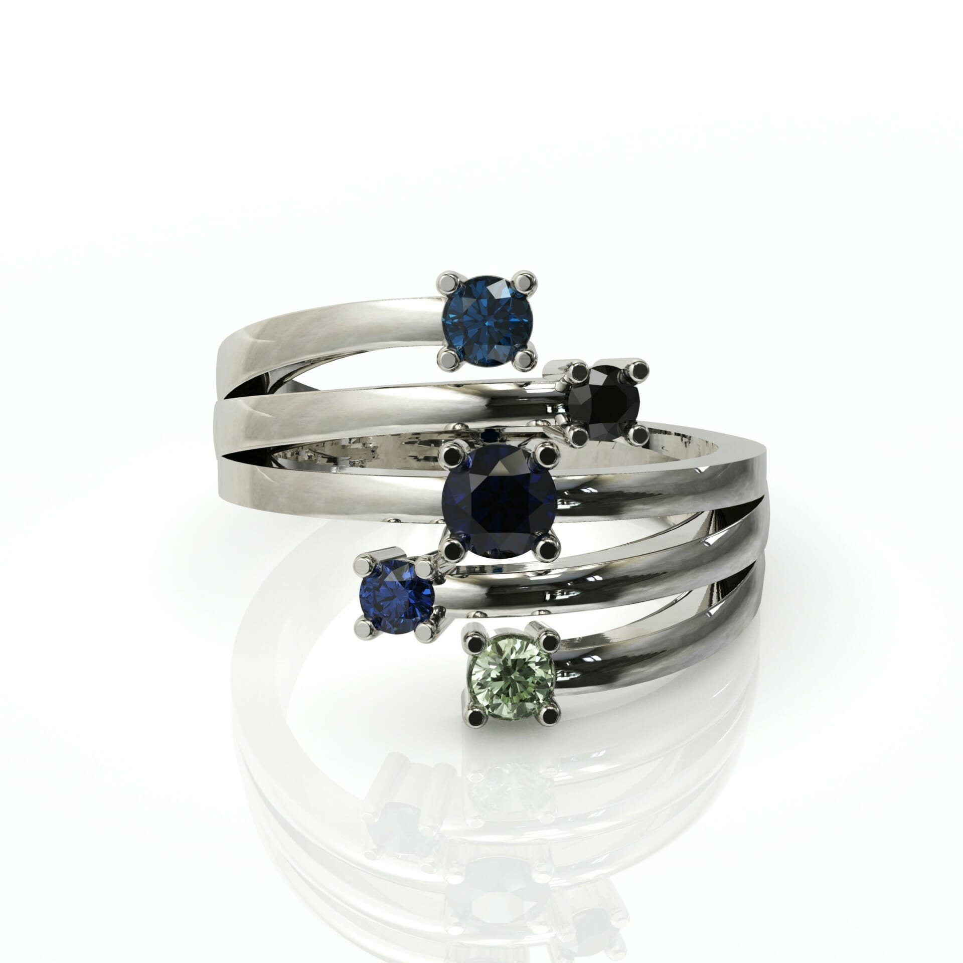 מגוון אבני חן וטבעת זהב דגם: Jasmine