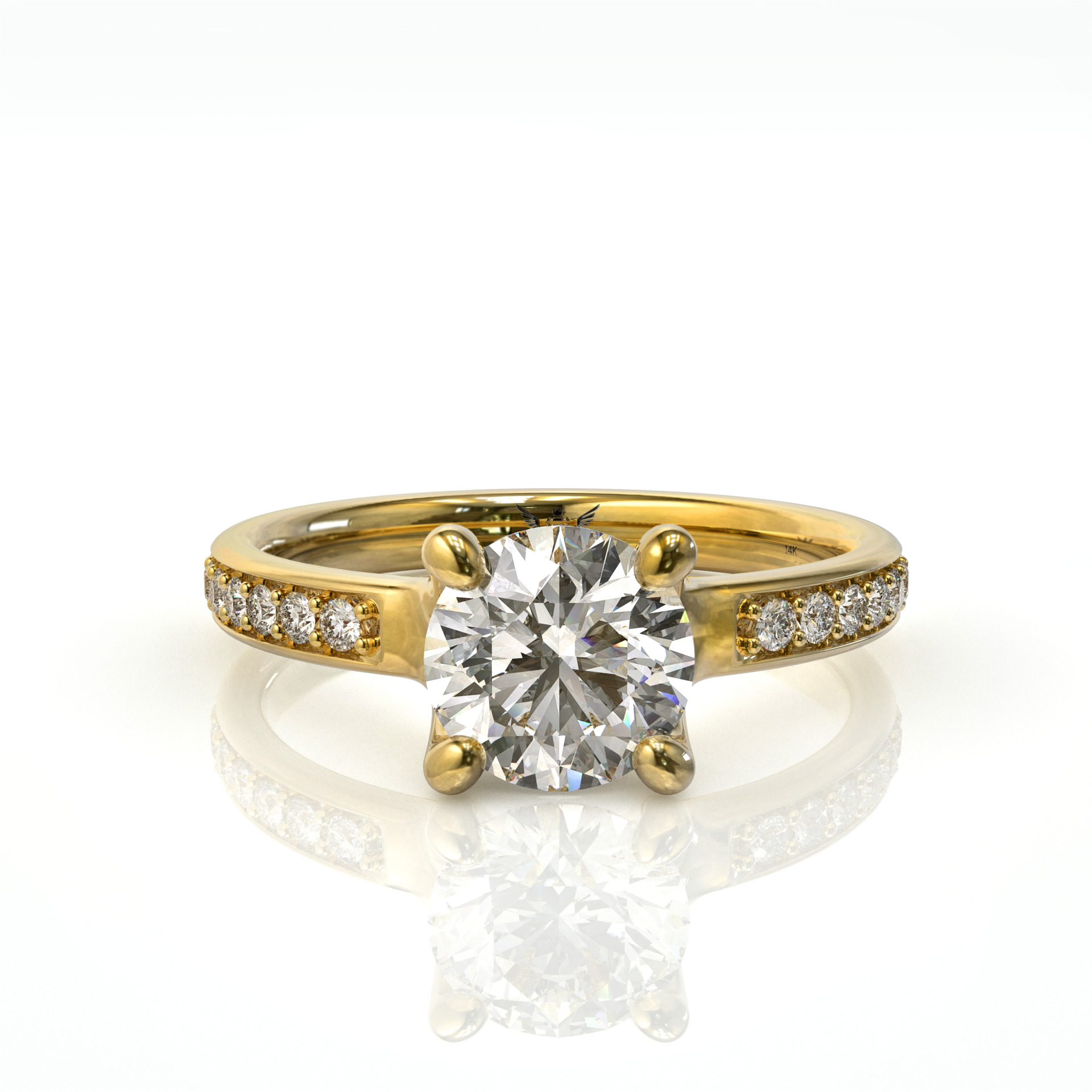 טבעת אירוסין זהב משובצת יהלומים טבעיים דגם: Kim