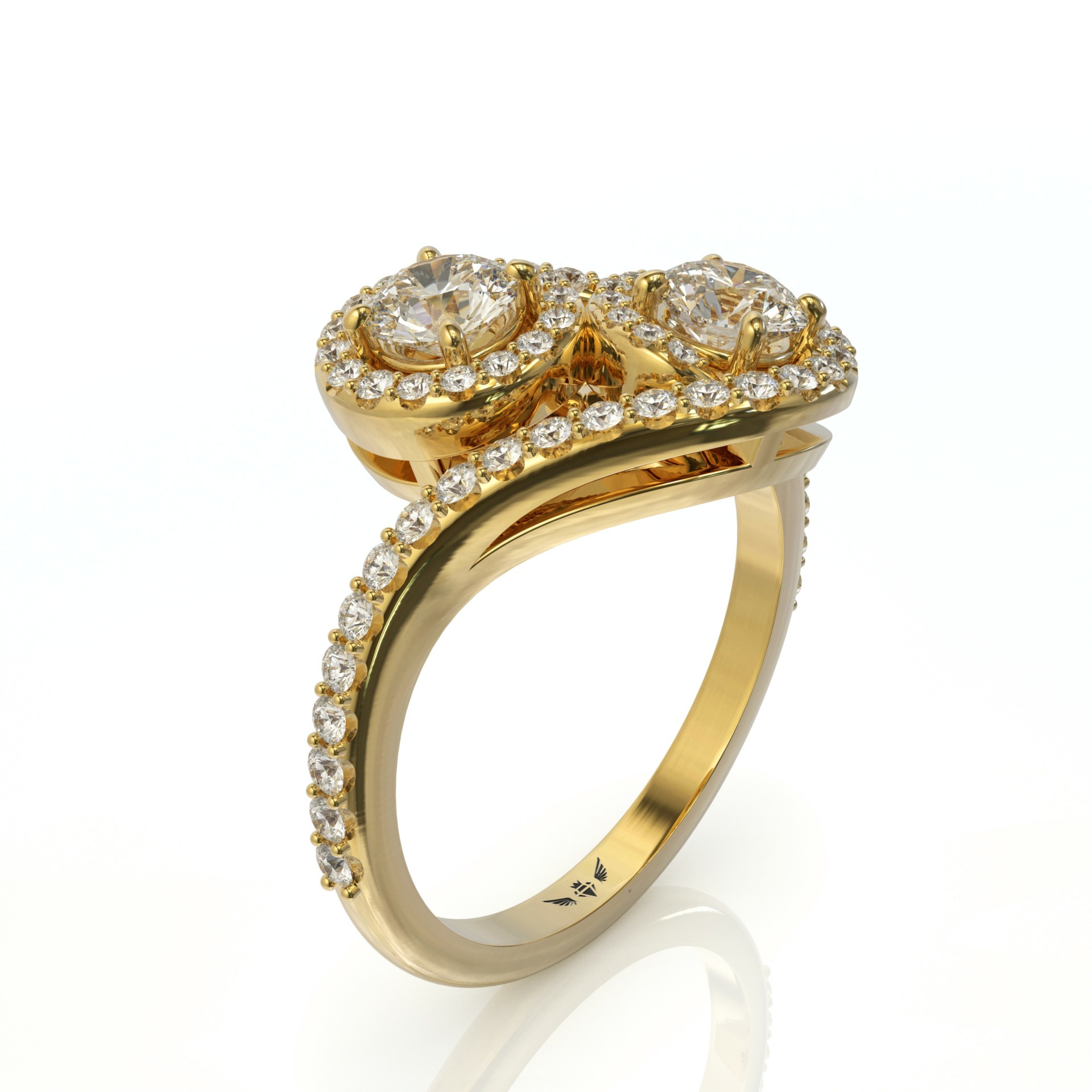 טבעת זהב ויהלומים בסגנון טוויסט דגם: גלי