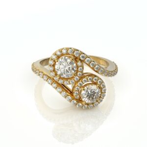 טבעת זהב ויהלומים בסגנון טוויסט דגם: גלי