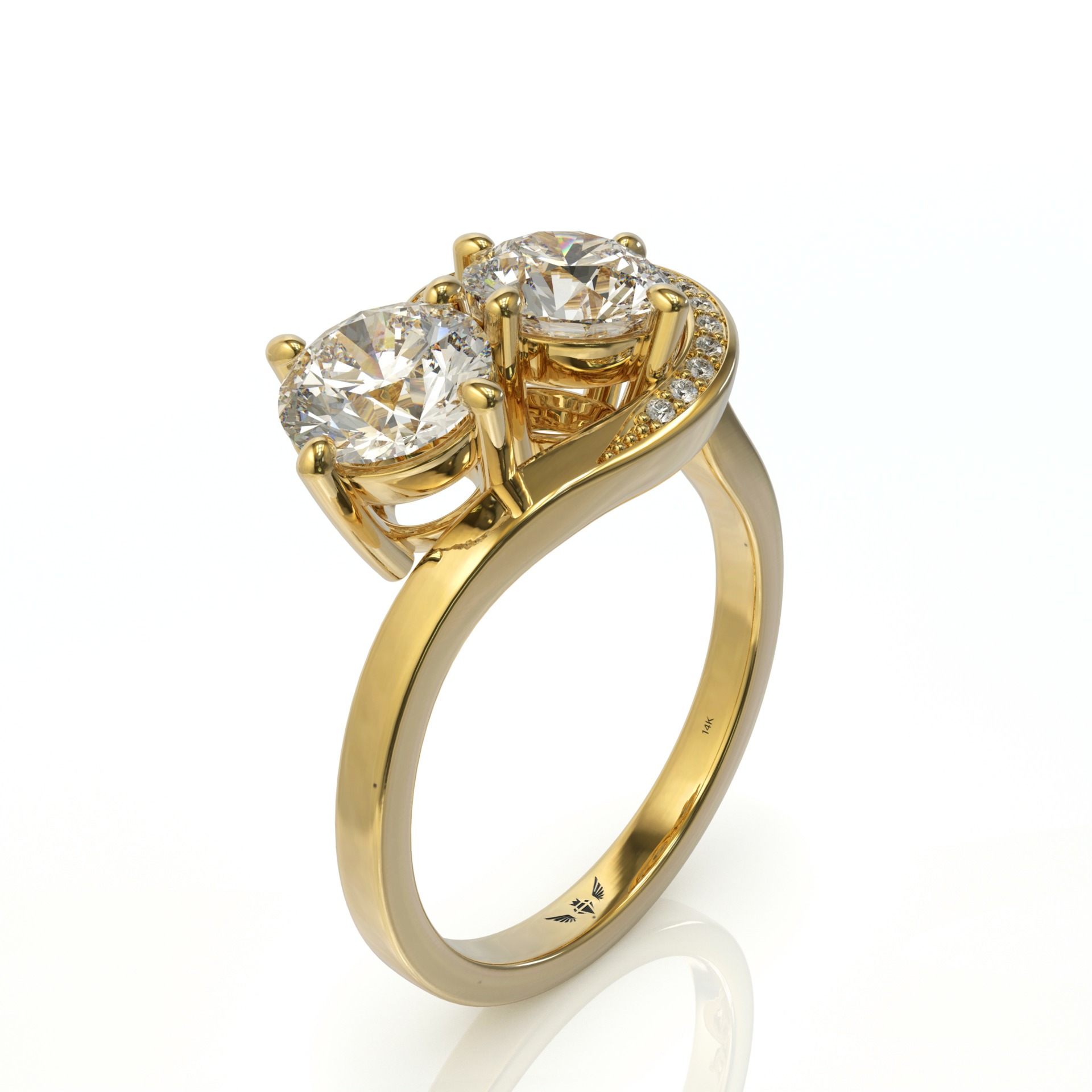 טבעת טוויסט יהלומים זהב 14 קראט דגם: ורונה