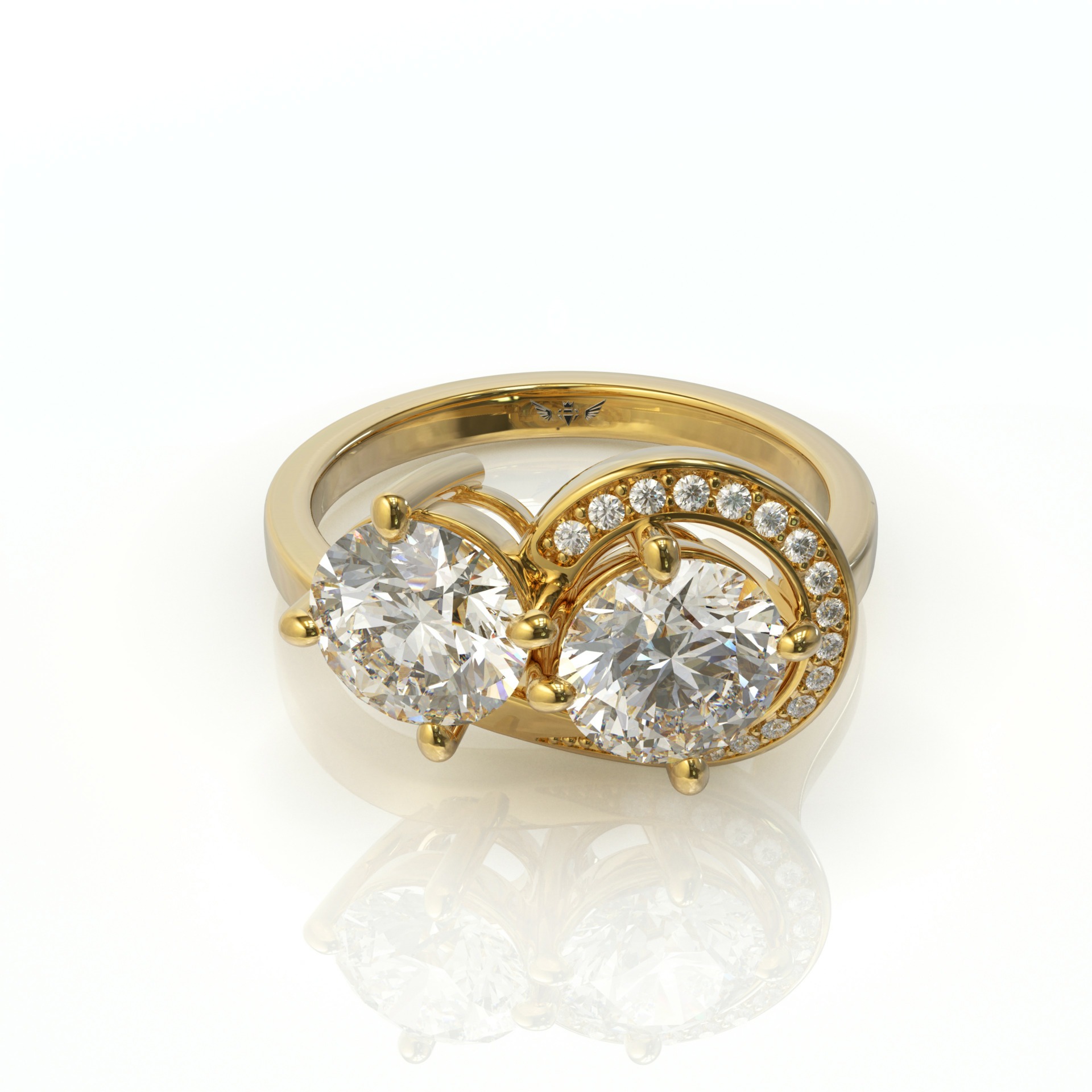 טבעת טוויסט יהלומים זהב 14 קראט דגם: ורונה