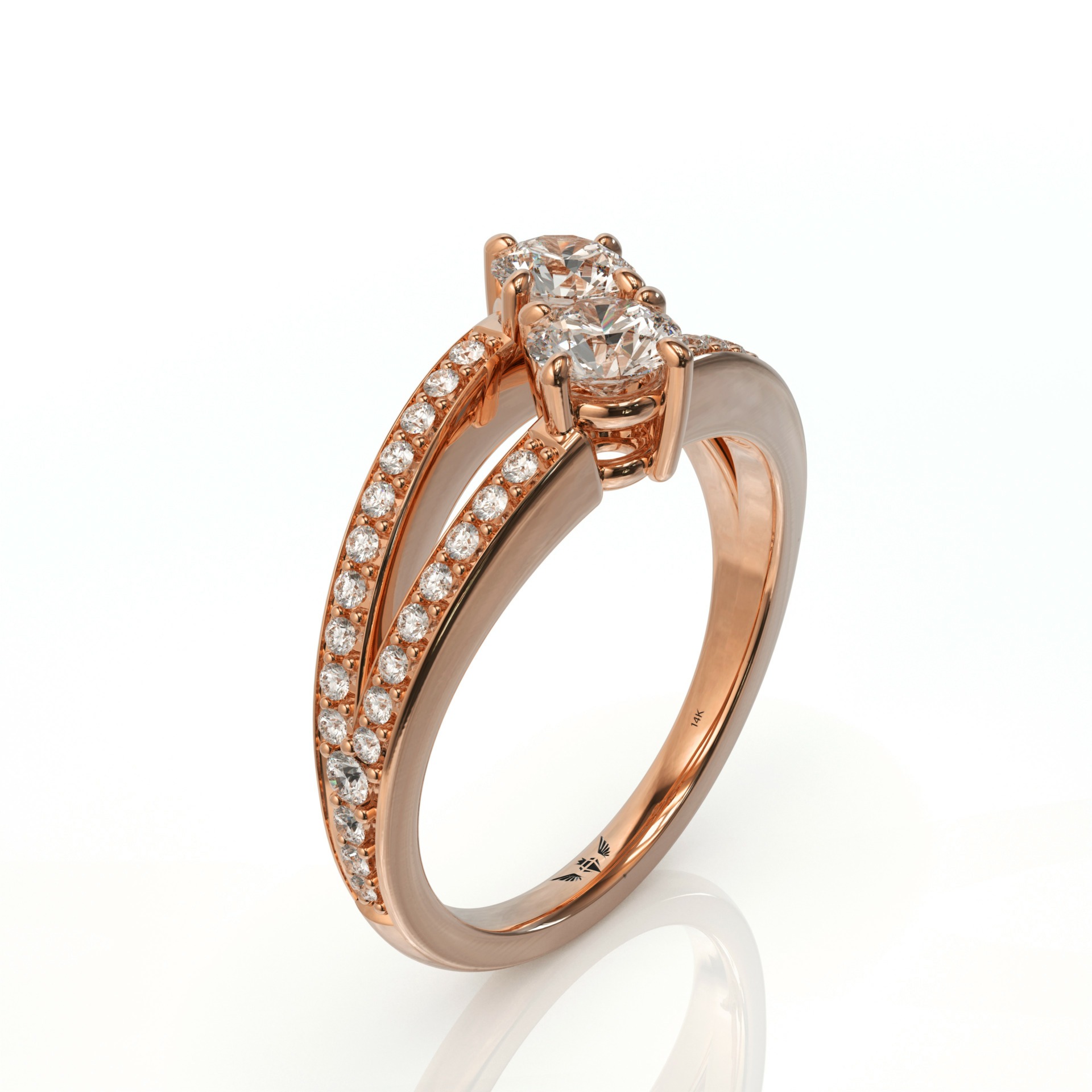 טבעת יהלומים כפולה בסגנון טוויסט דגם: אושן