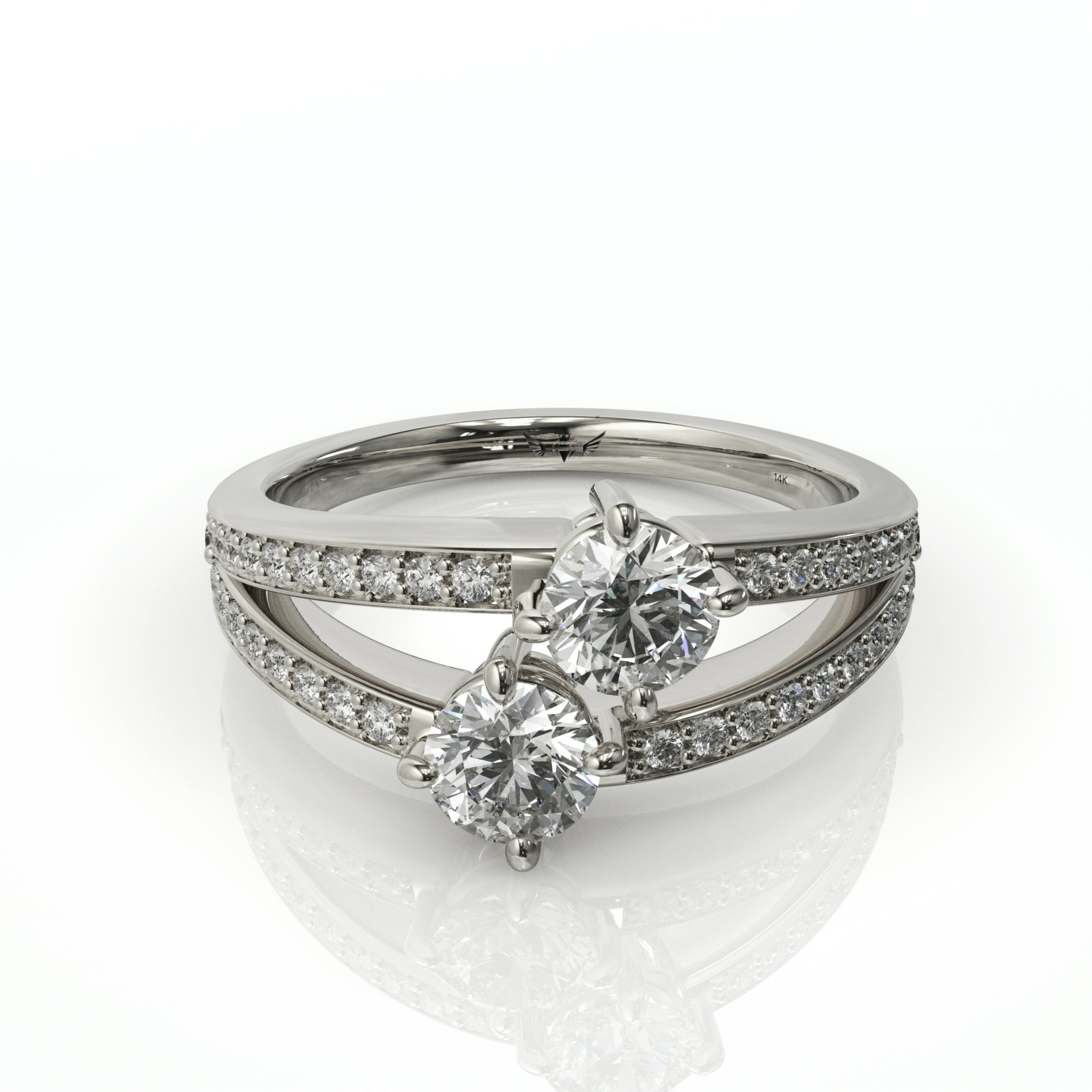 טבעת יהלומים כפולה בסגנון טוויסט דגם: אושן