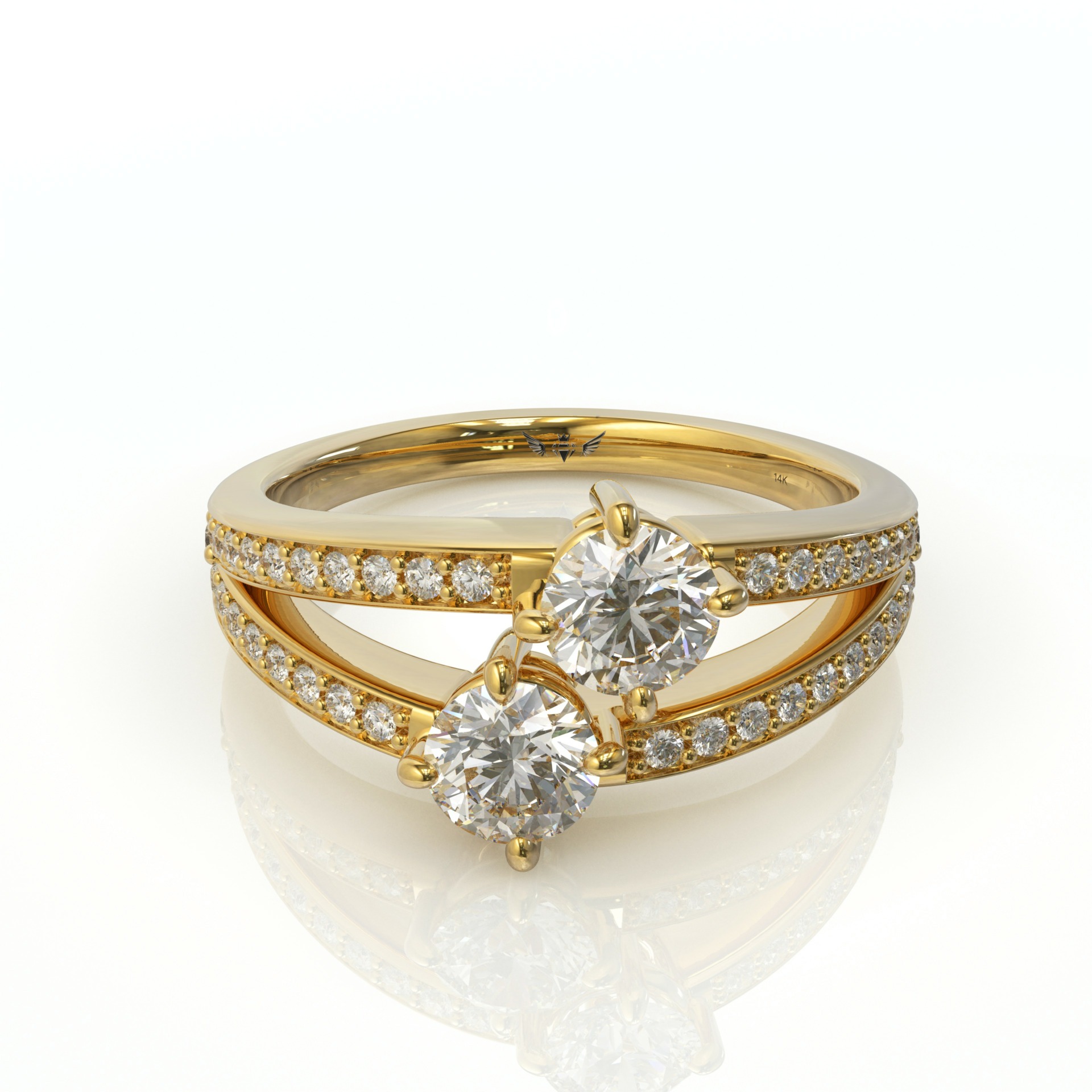 טבעת יהלומים כפולה בסגנון טוויסט דגם: אושן