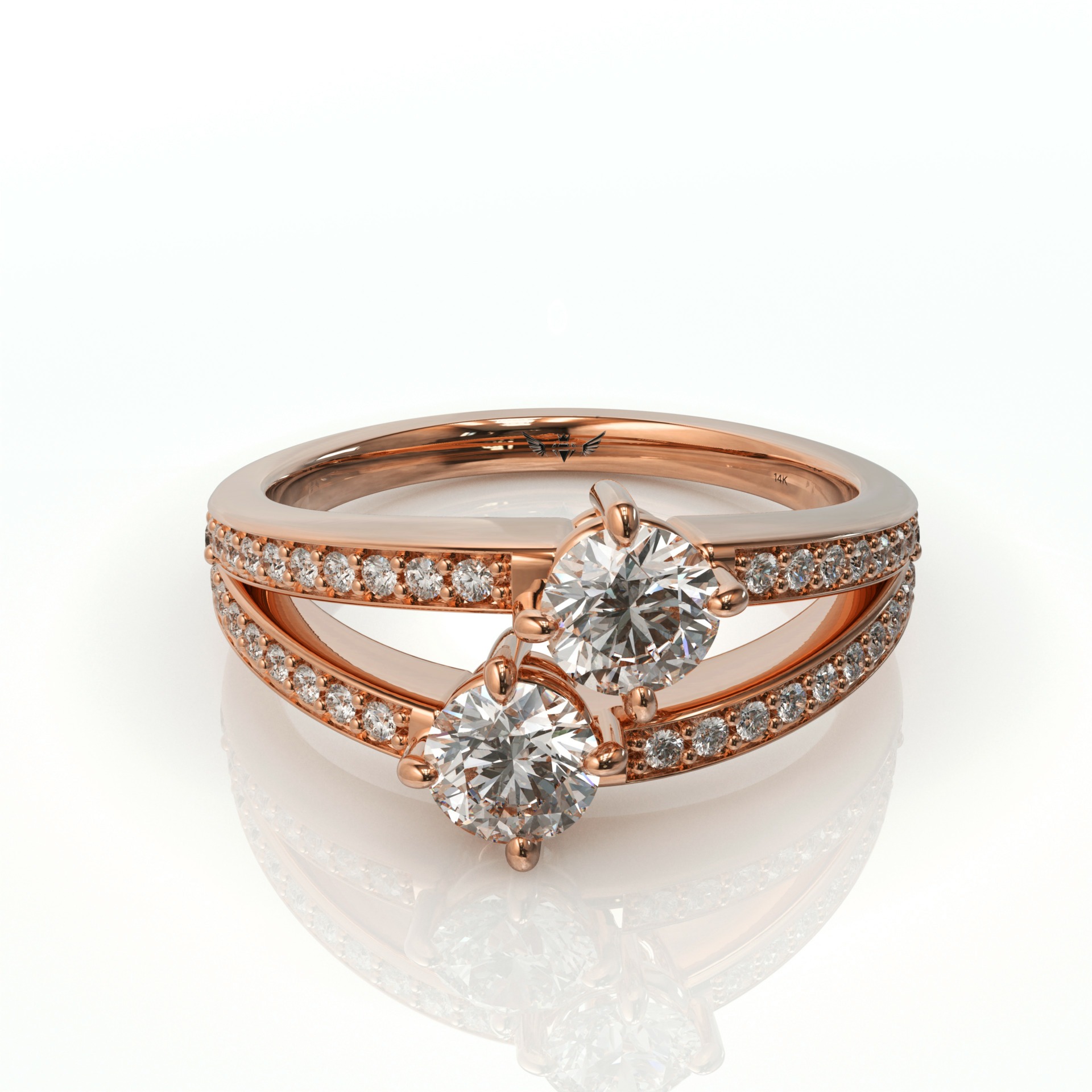 טבעת יהלומים כפולה בסגנון טוויסט דגם: אושן